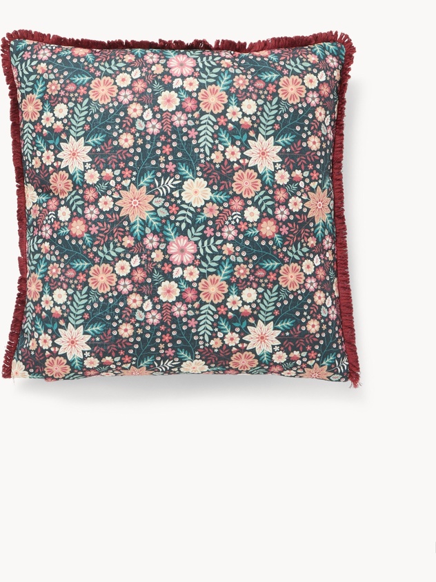 45x45 cm flower print pillow with fringes