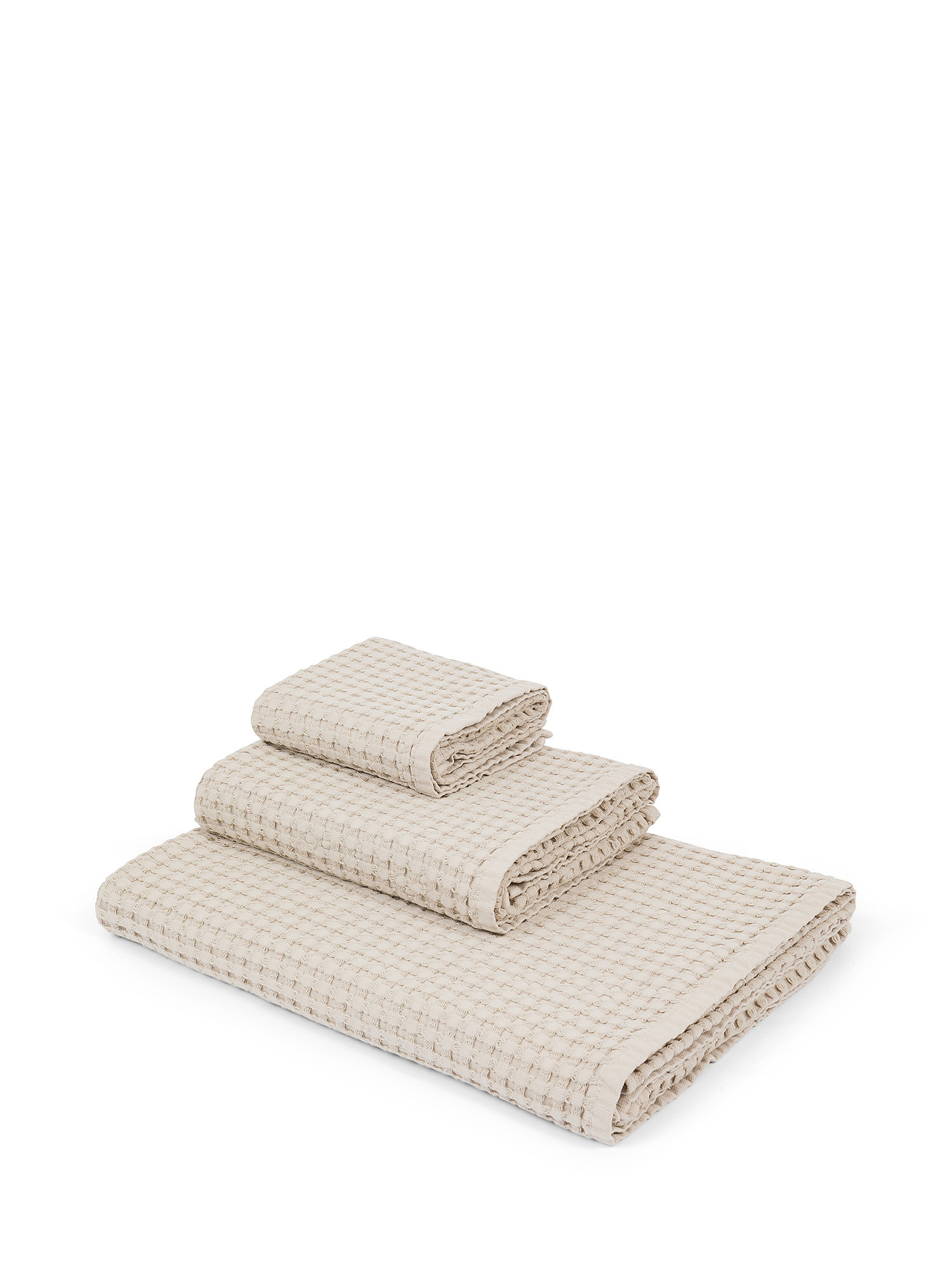 Honeycomb cotton towel, Sand, large image number 0