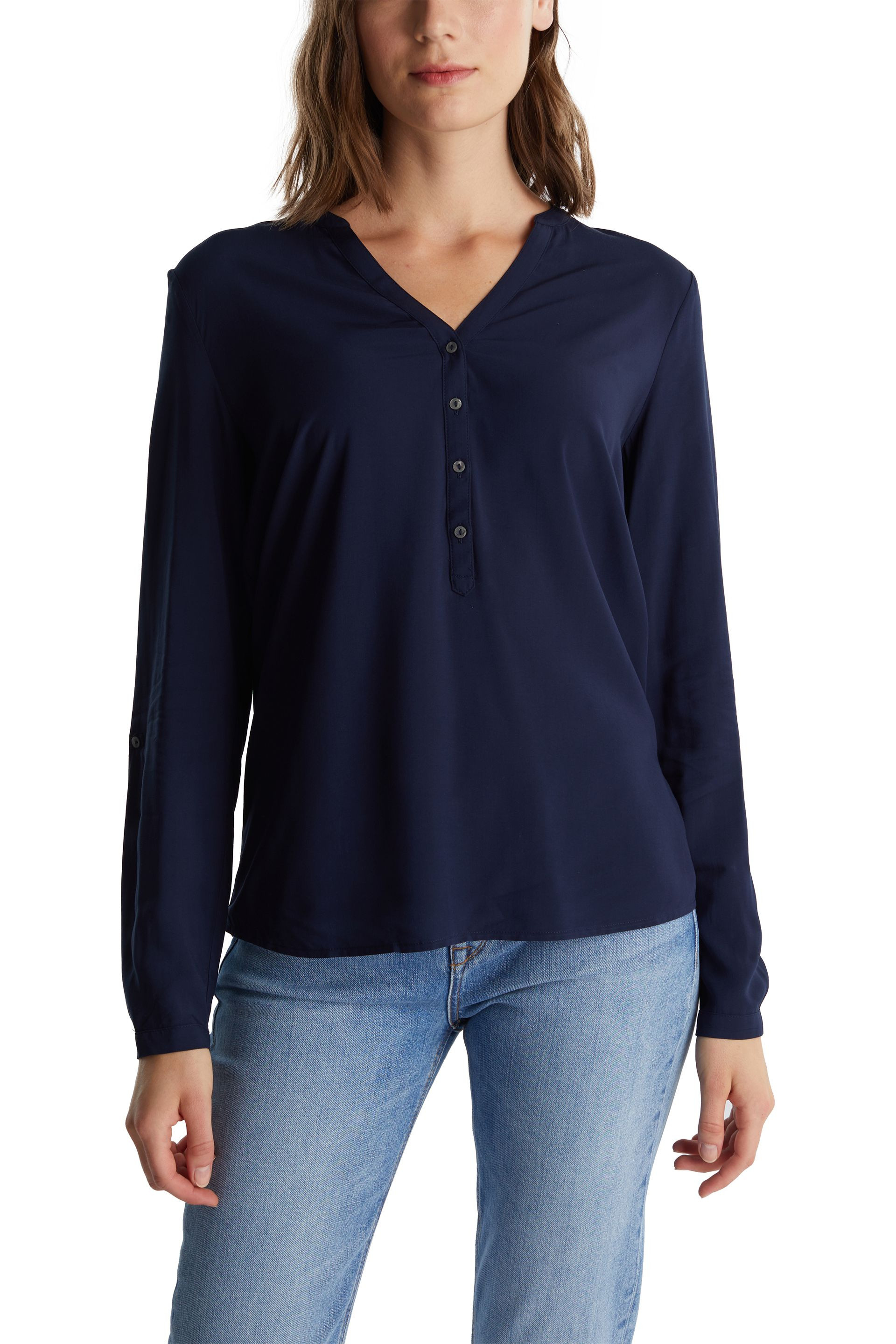 Blouse with adjustable sleeves, Blue, large image number 1