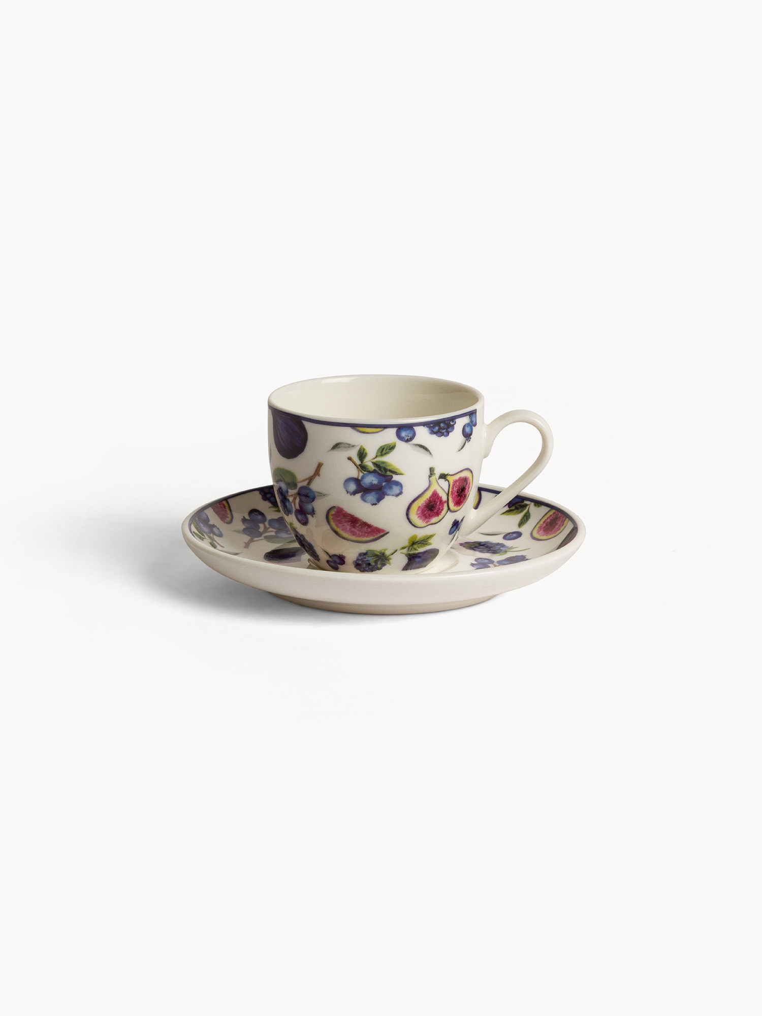 Tazza caffè new bone china motivo fichi, Multicolor, large image number 0