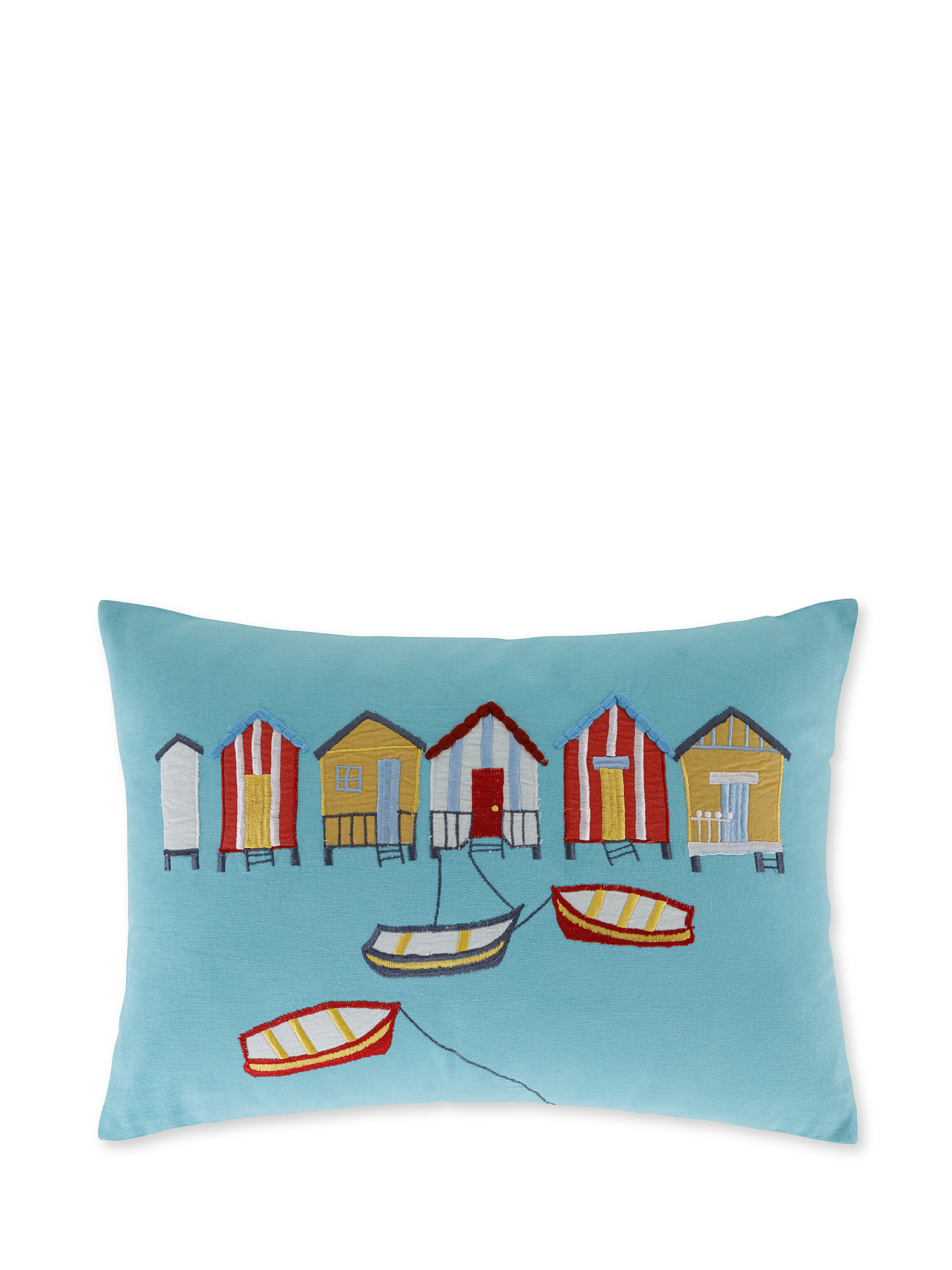 Cushion with embroidery boats 35x50cm, Light Blue, large image number 0