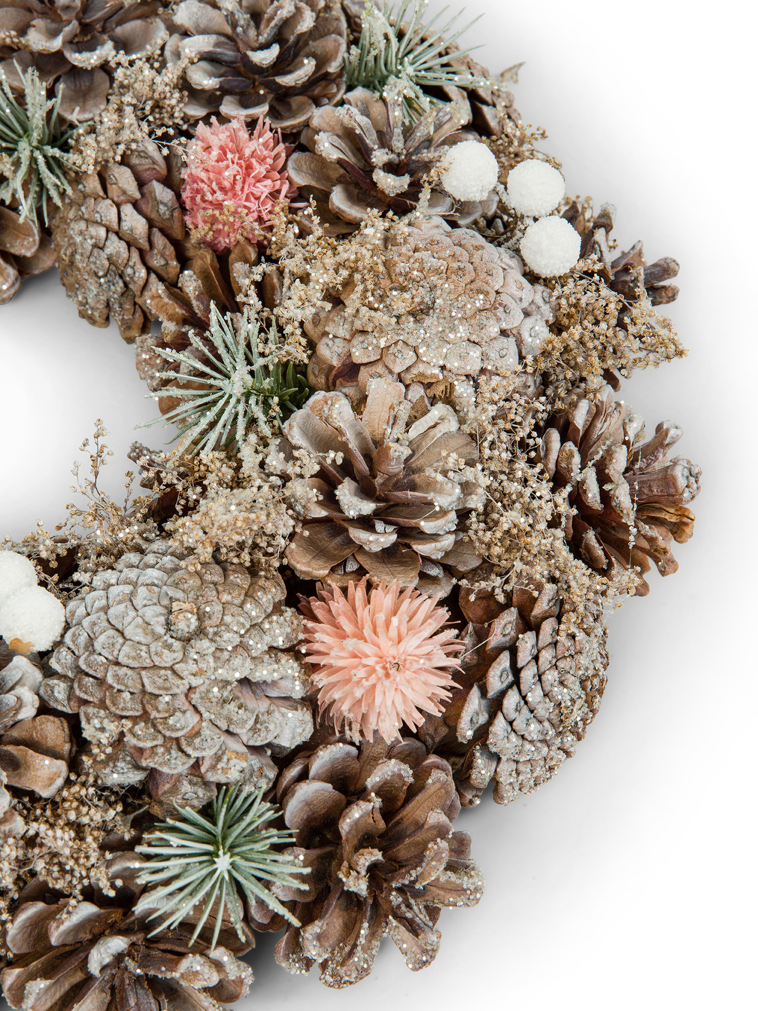 Decorative wreath with pine cones and berries, Pink, large image number 1