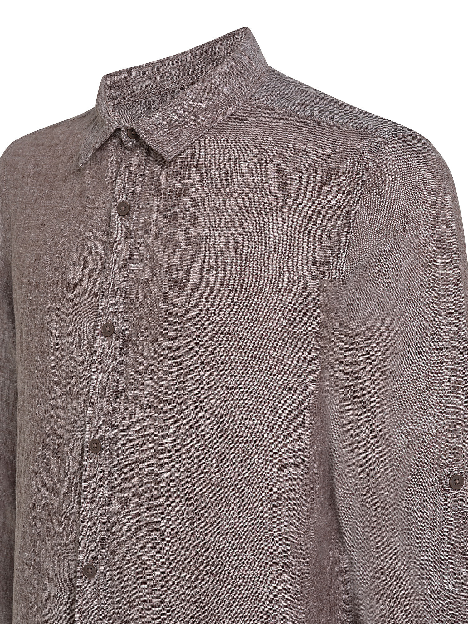 Camicia puro lino collo francese, Marrone chiaro, large image number 2