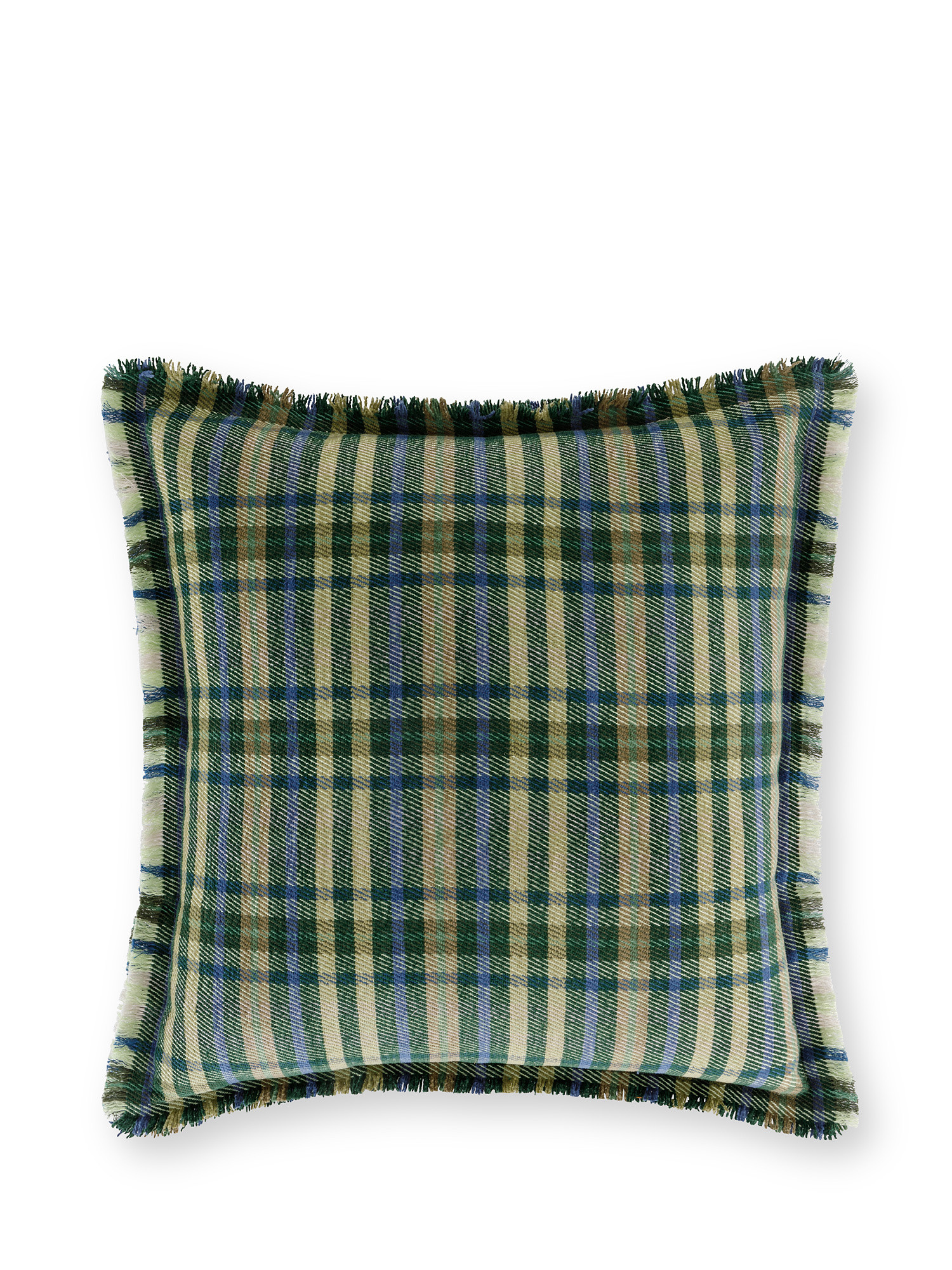 Cuscino ciniglia a quadri 45x45cm, Verde, large image number 0