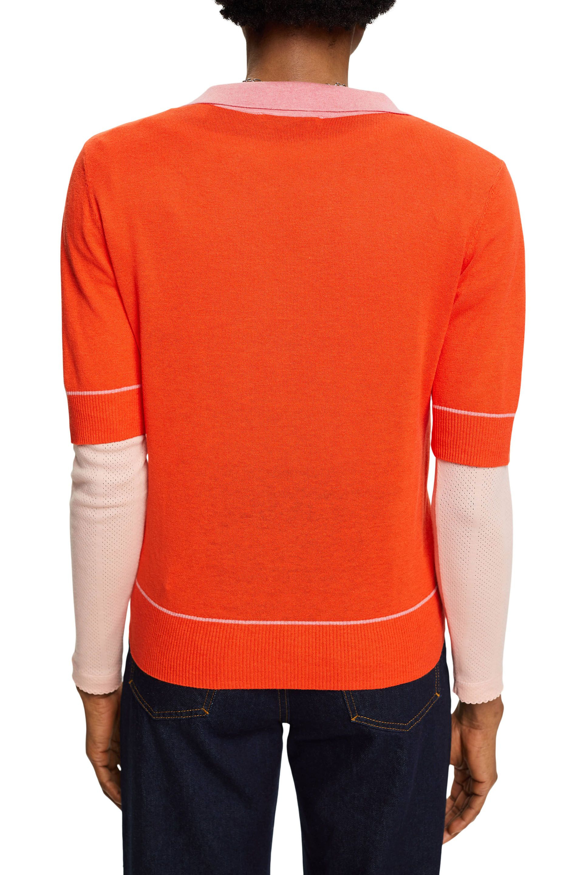Esprit - Pullover con scollo a V, Arancione, large image number 3