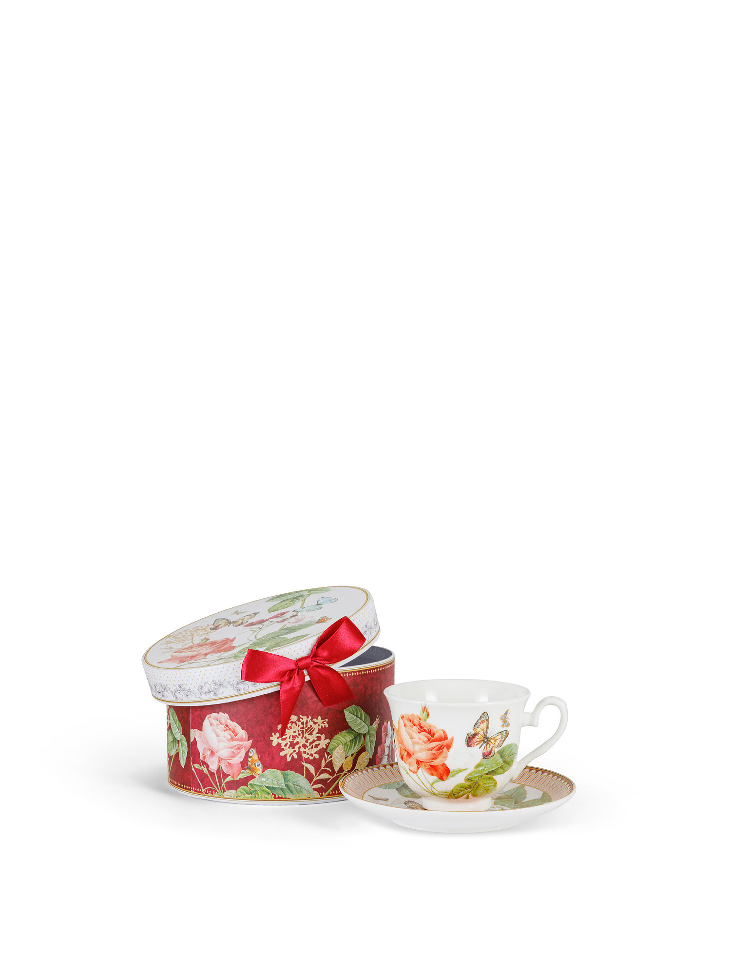 Tea cup in new bone china with butterfly motif, White, large image number 0