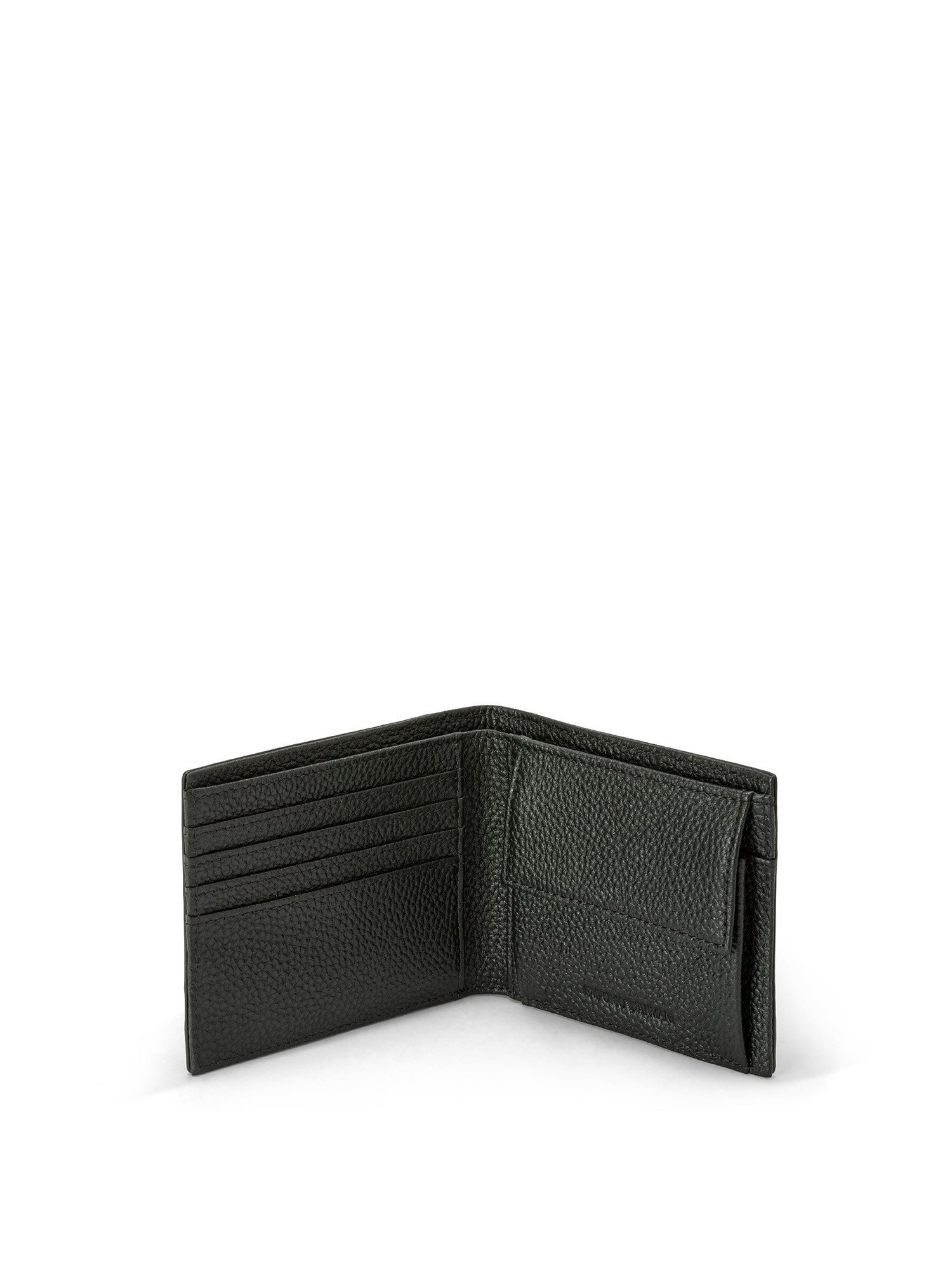 Emporio Armani - Leather wallet with all over eagle logo and coin purse, Black, large image number 2