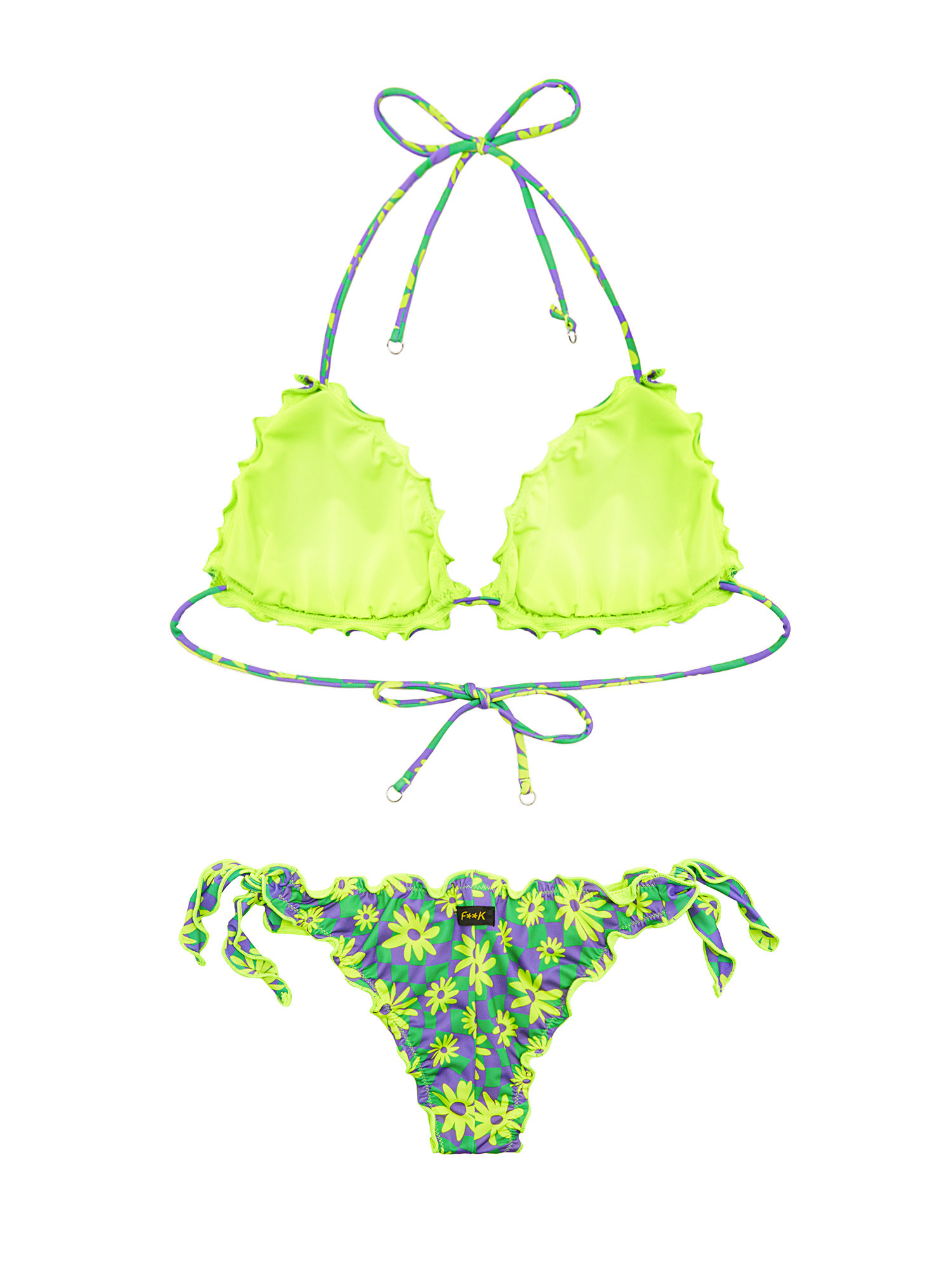 F**K - Triangle bikini and Brazilian briefs, Green, large image number 1