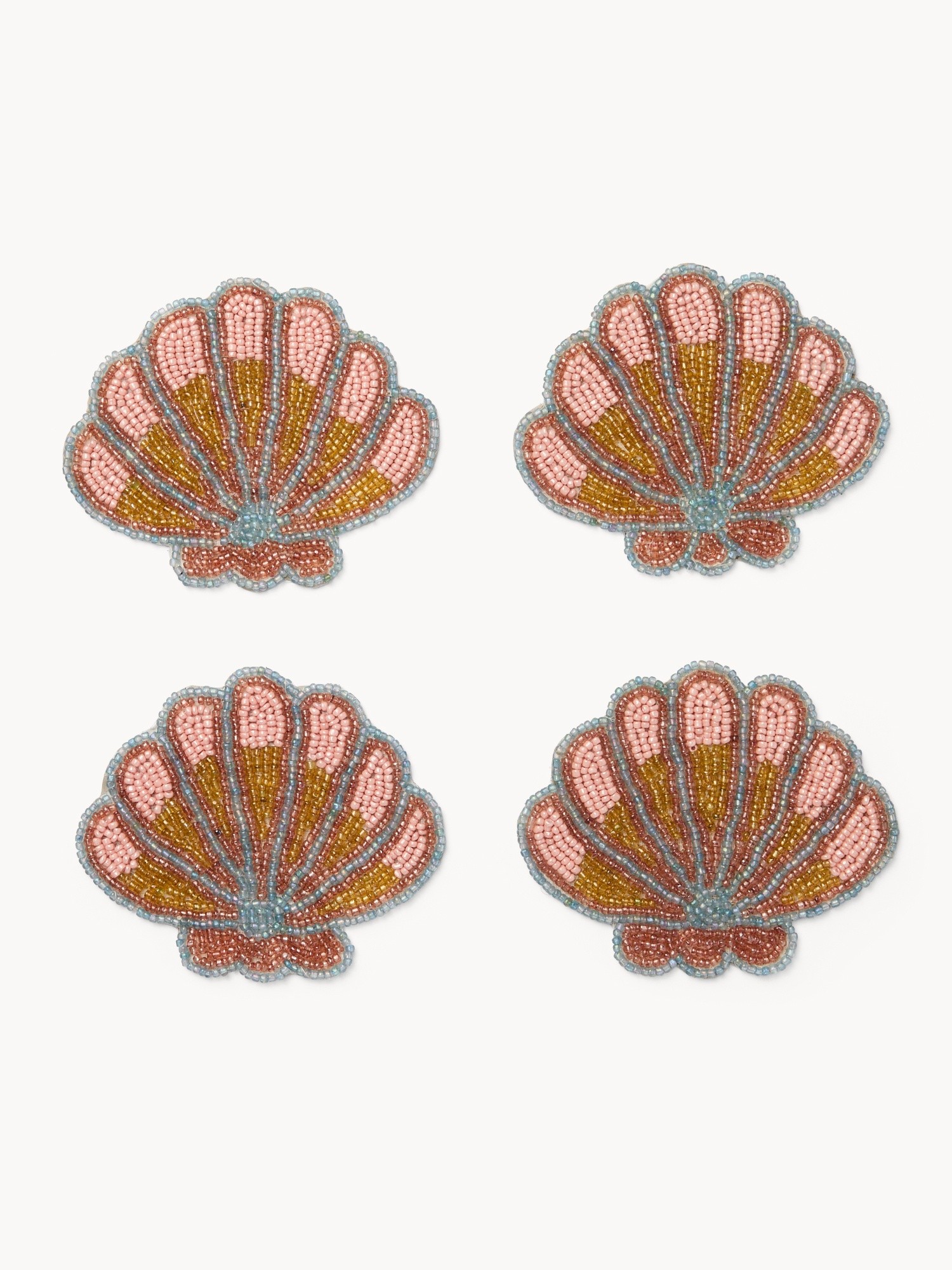 Set 4 sottobicchieri fatti a mano con perline in vetro, Rosso, large image number 0