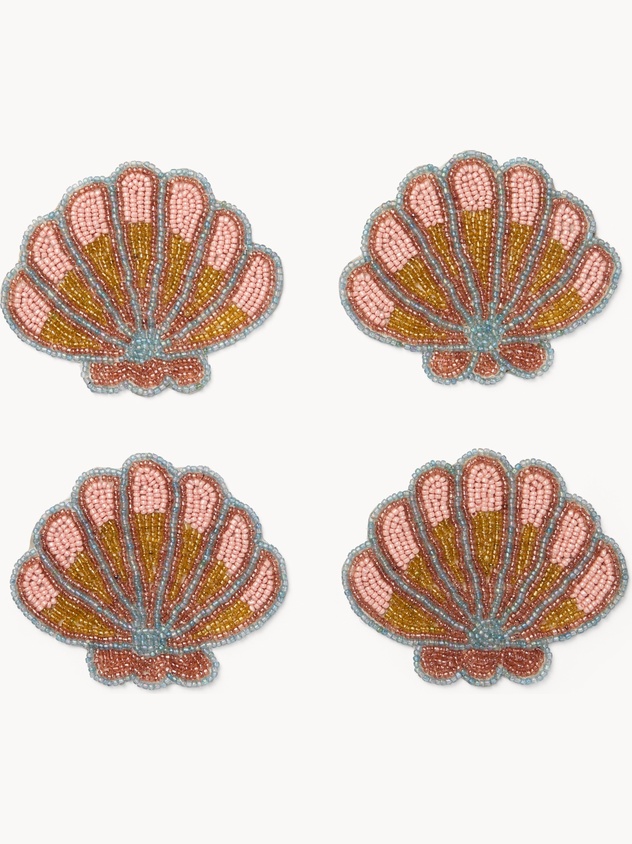 Set 4 sottobicchieri fatti a mano con perline in vetro