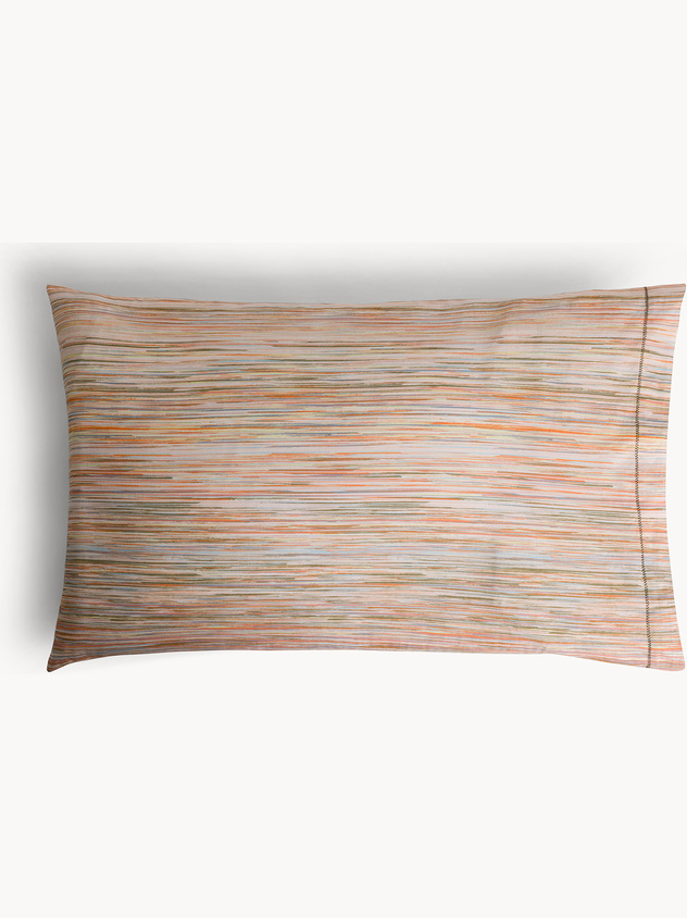 Cotton percale striped print pillowcase