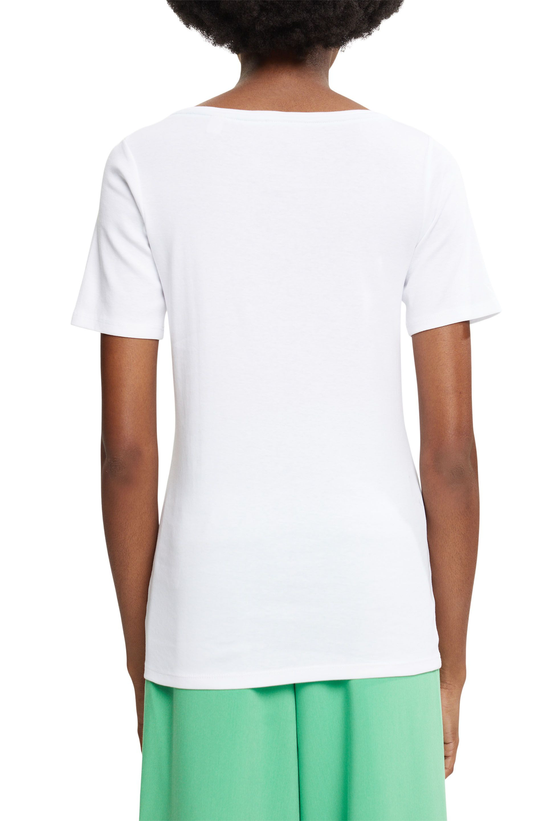 Esprit - T-shirt con logo in cotone, Bianco, large image number 2