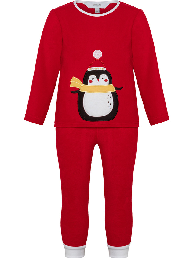 Penguin pattern fleece pajamas