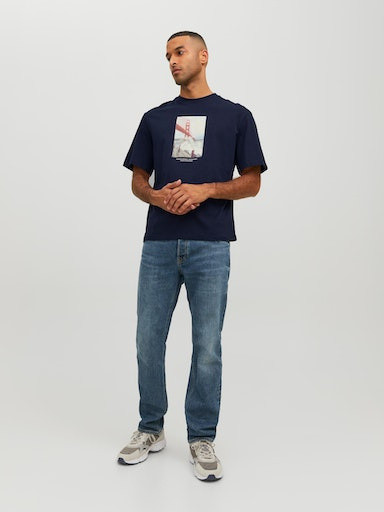 Jack & Jones - Regular fit T-shirt with print, Blue, large image number 2