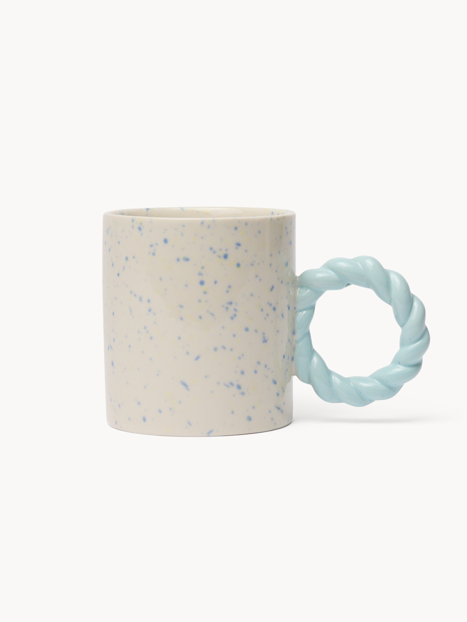 Ceramic Mug with Torch Handle - Introductory Price, Bianco/Azzurro, large image number 0