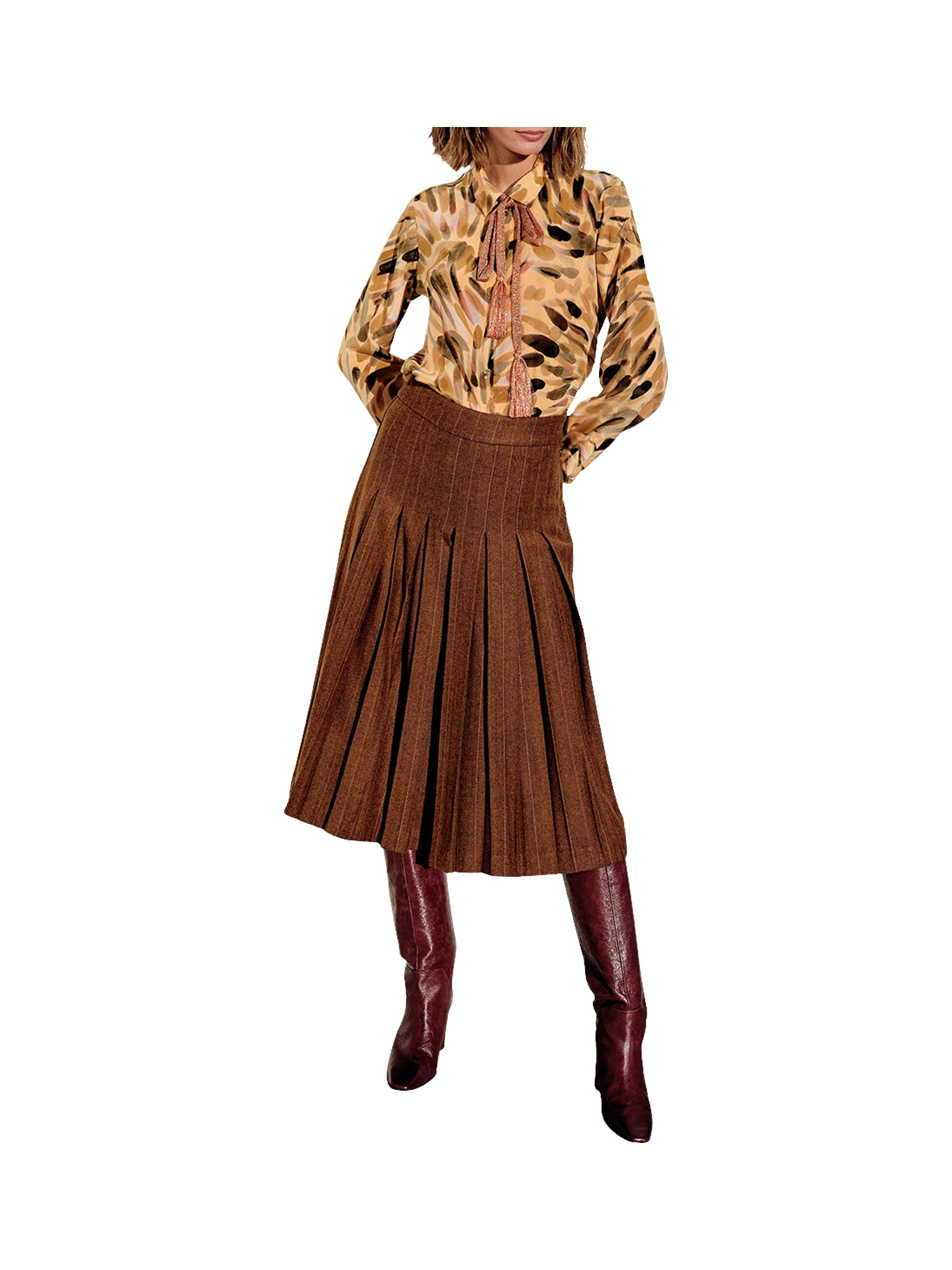 Maxi shorts in flanella, Brown, large image number 3
