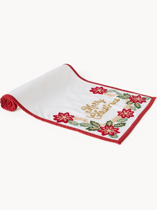 Runner con ricamo stelle di Natale