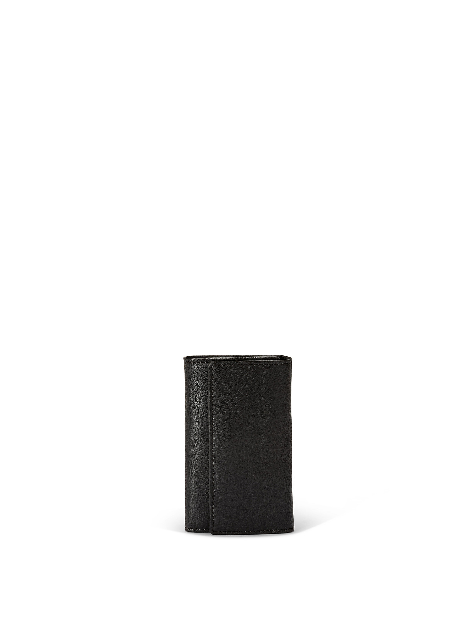 Solid color genuine leather keychain, Black, large image number 0