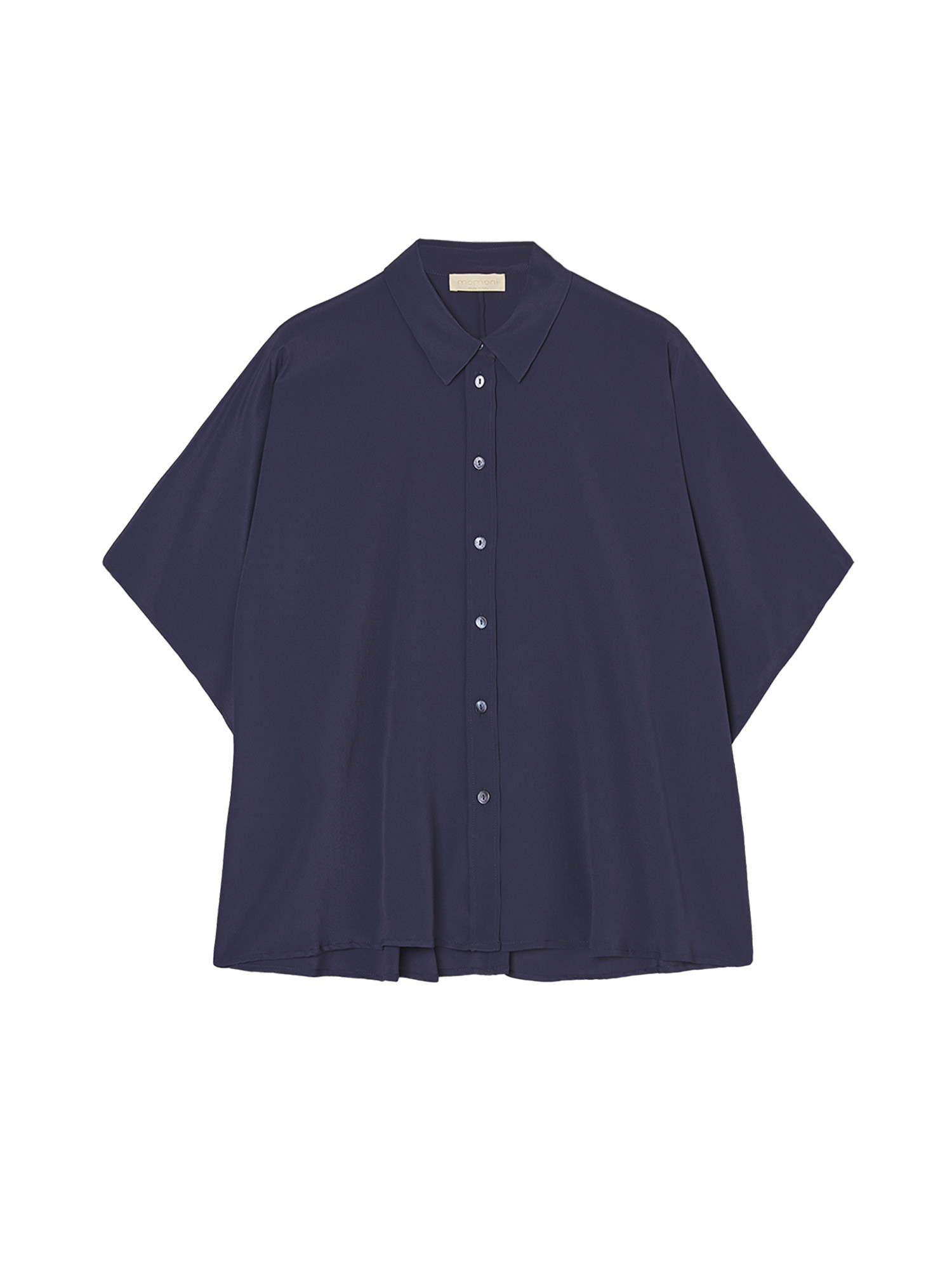 Momonì - Brooklyn shirt in cràªpe-silk blend, Dark Blue, large image number 0