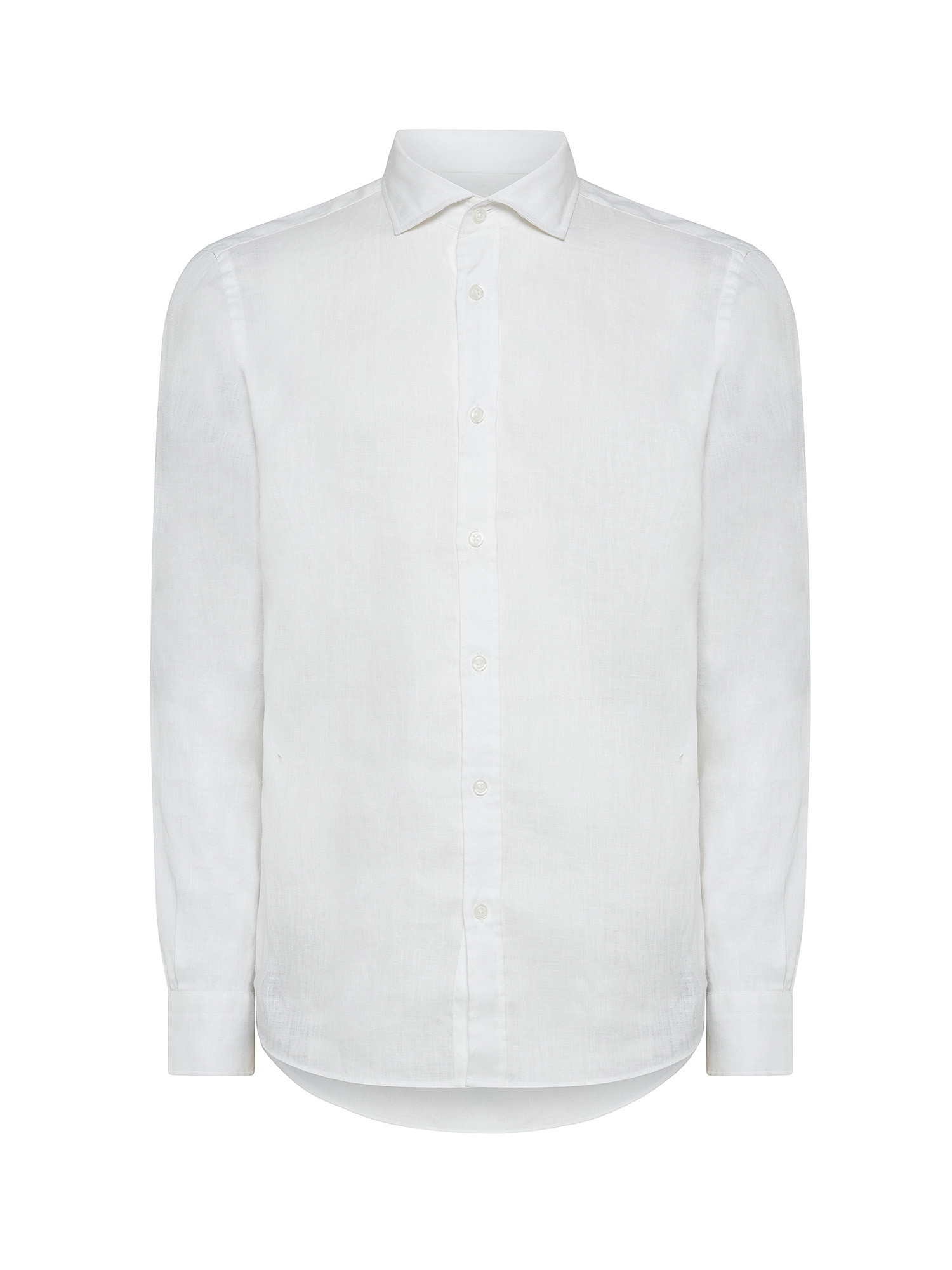 Luca D'Altieri - Tailor fit shirt in pure linen, White, large image number 0