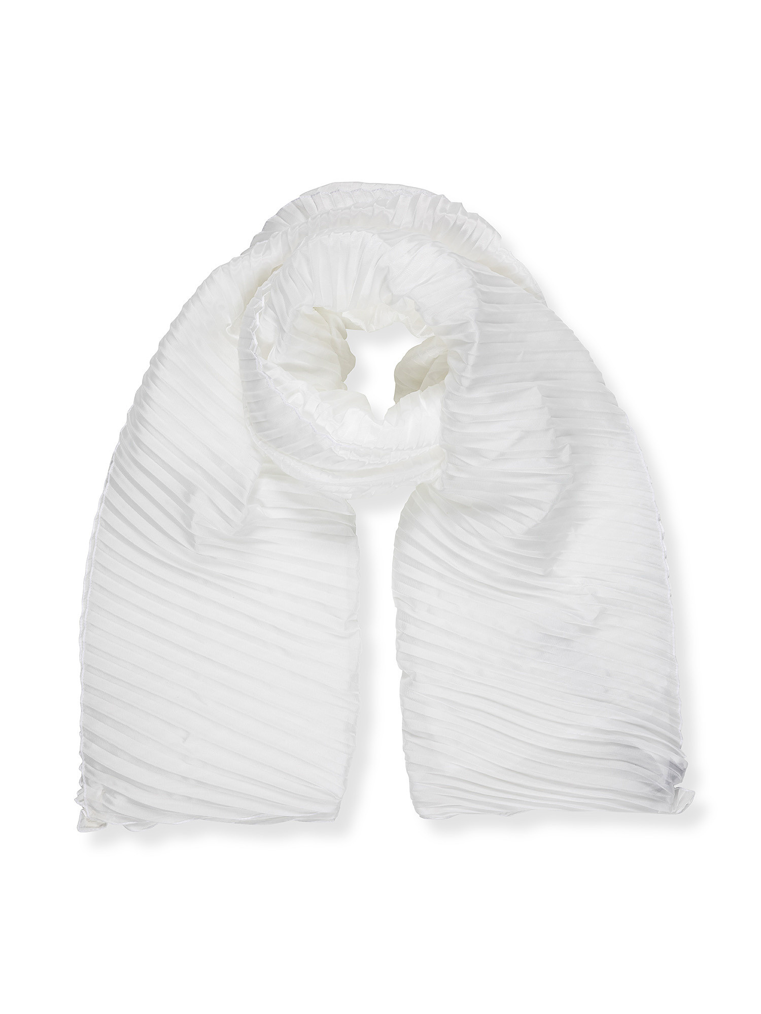 Emporio Armani - Lightweight pleated scarf, White, large image number 0
