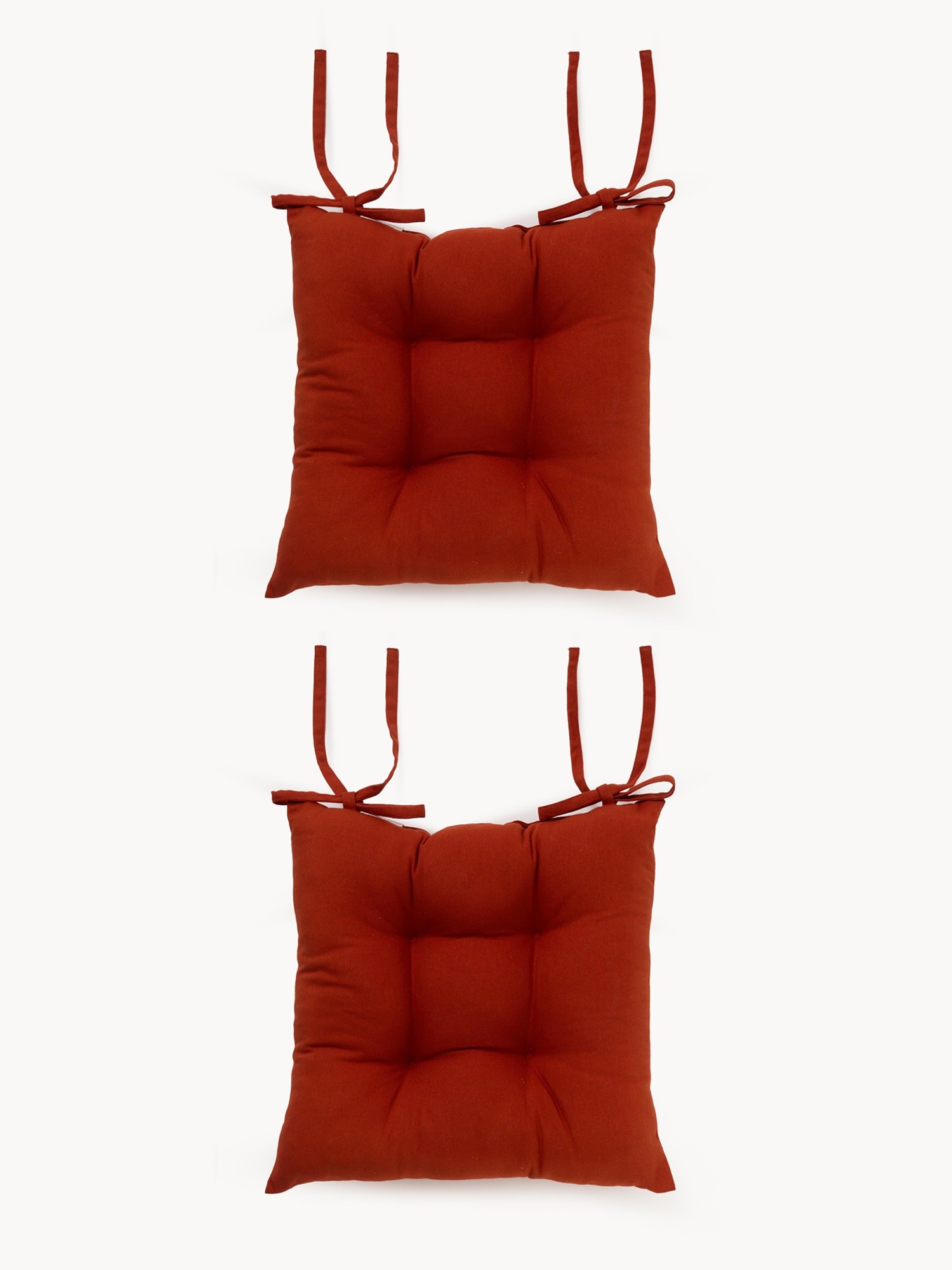 Set of 2 solid-color chair cushions, Orange, large image number 0