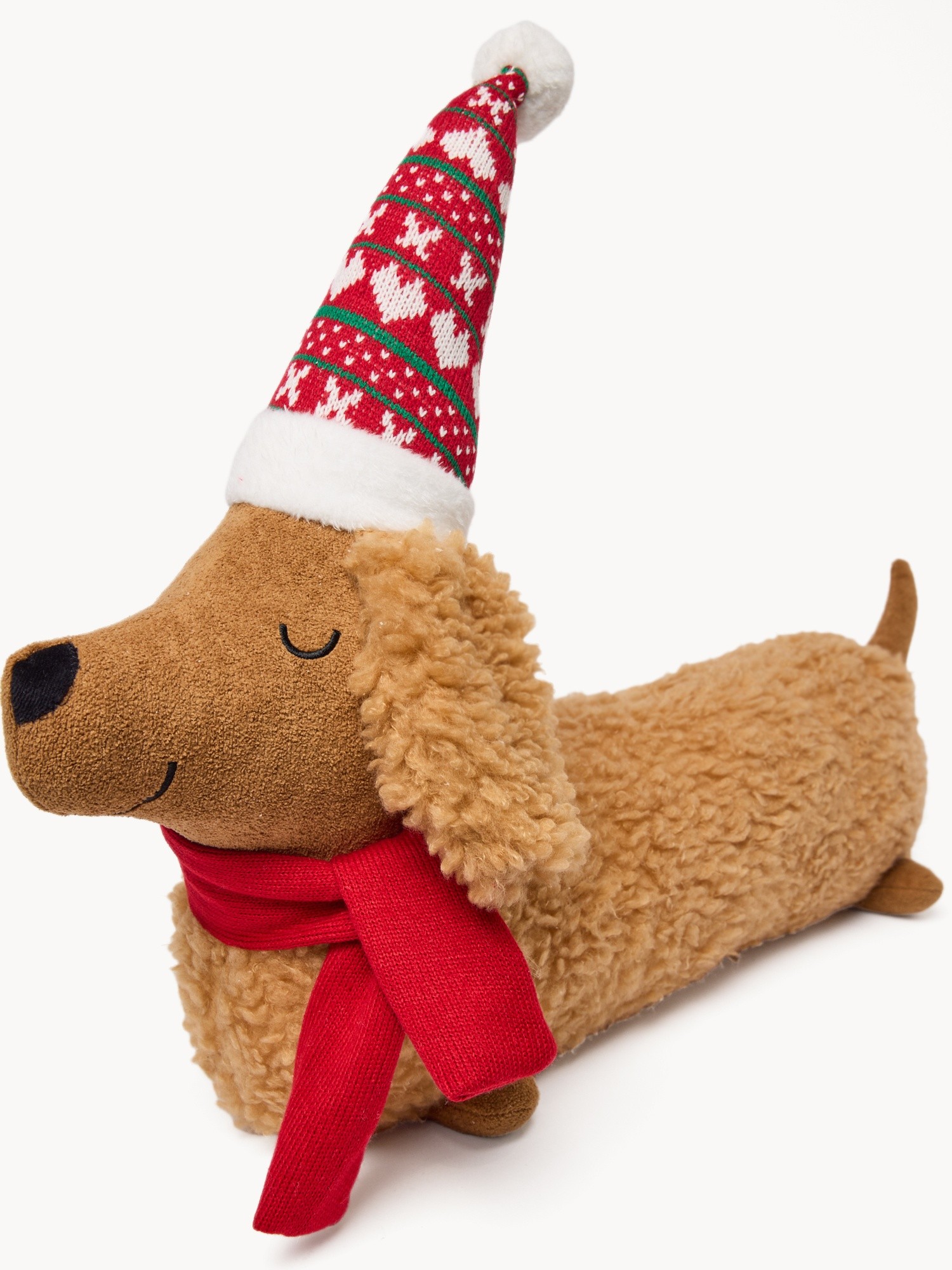 Dog-shaped boucl&eacute; fabric cushion, Hazelnut Brown, large image number 0