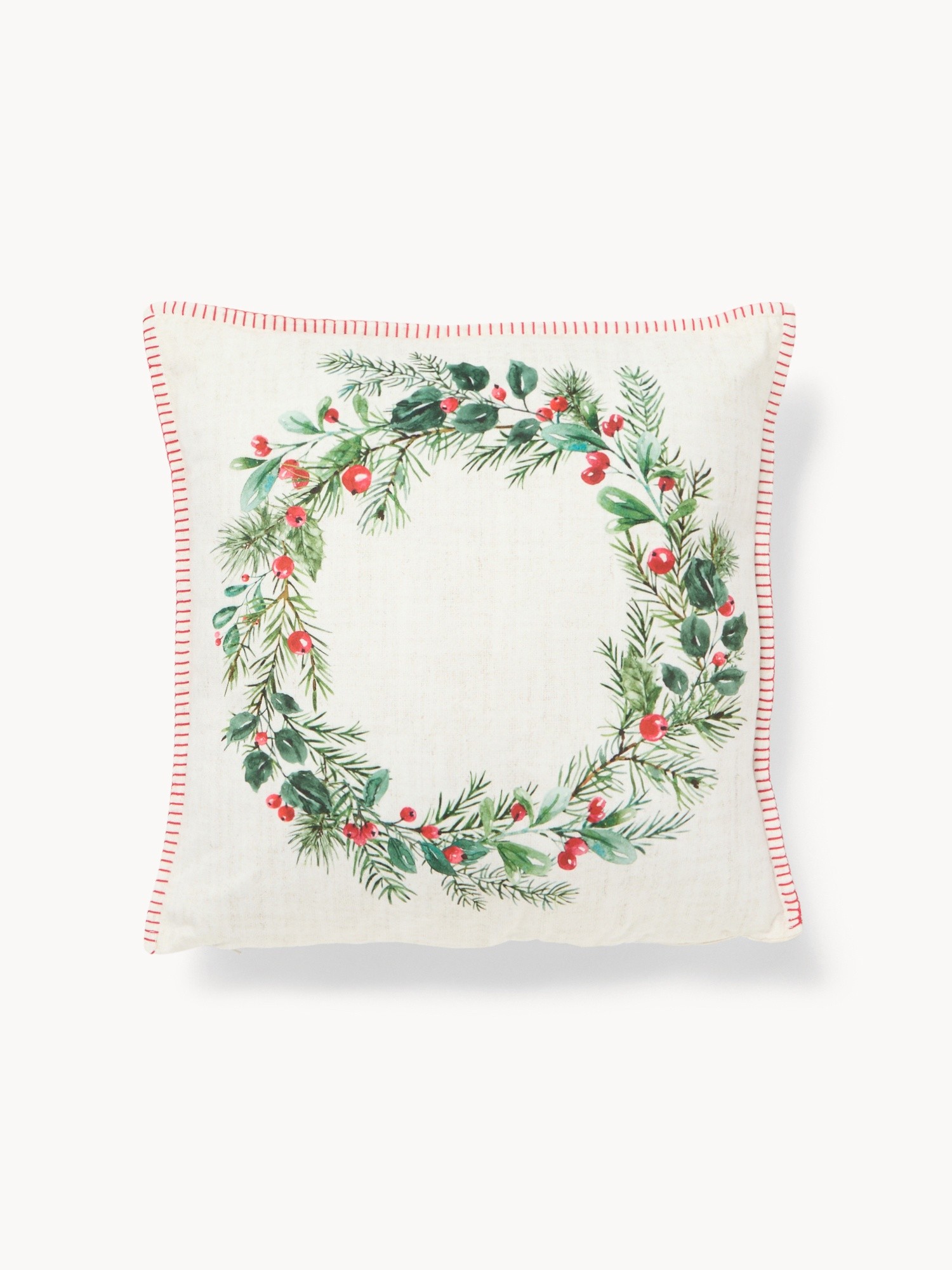 45x45 cm wreath print pillow, White, large image number 0