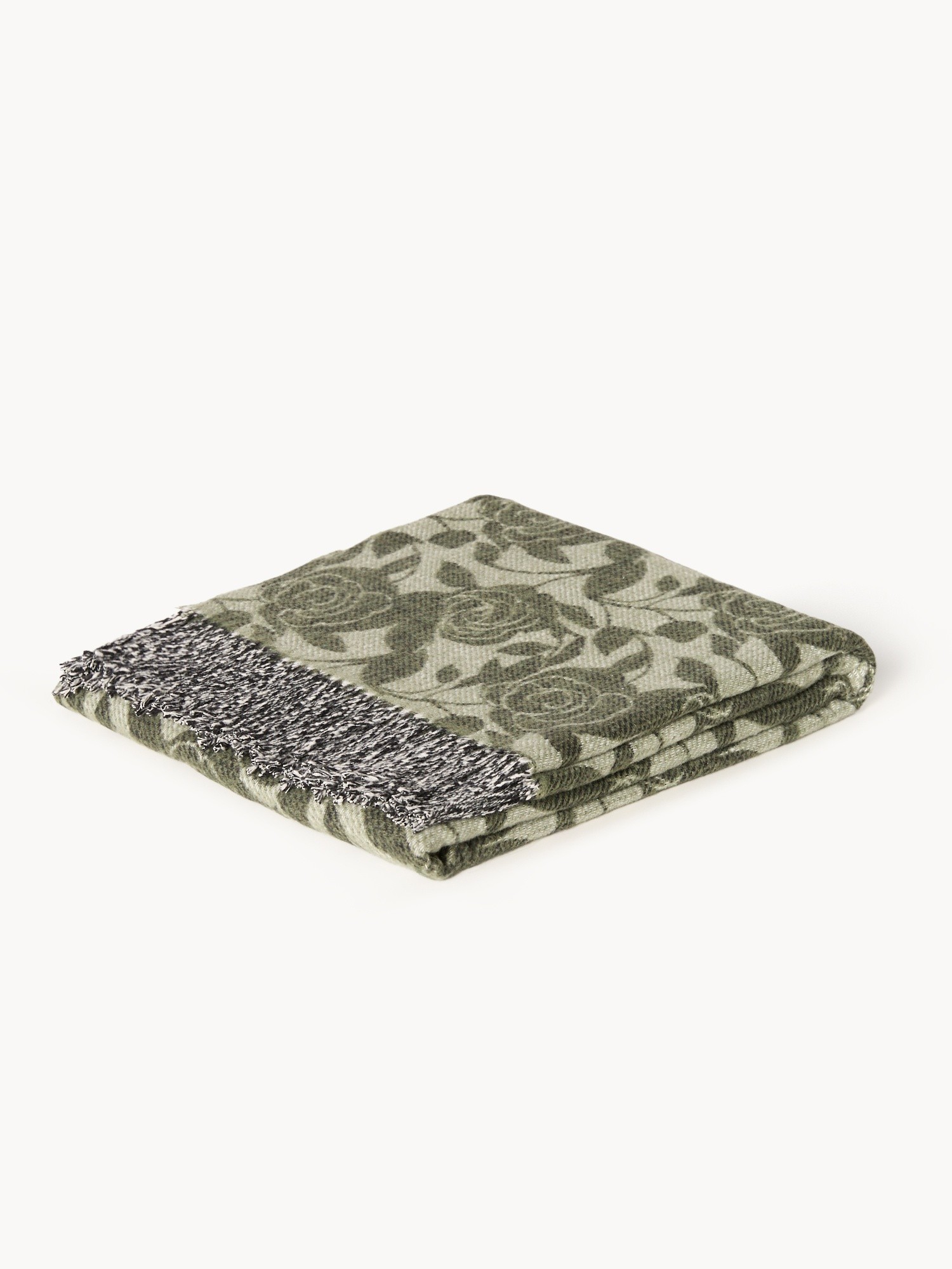 Plaid in misto cotone fantasia floreale, Verde, large image number 0