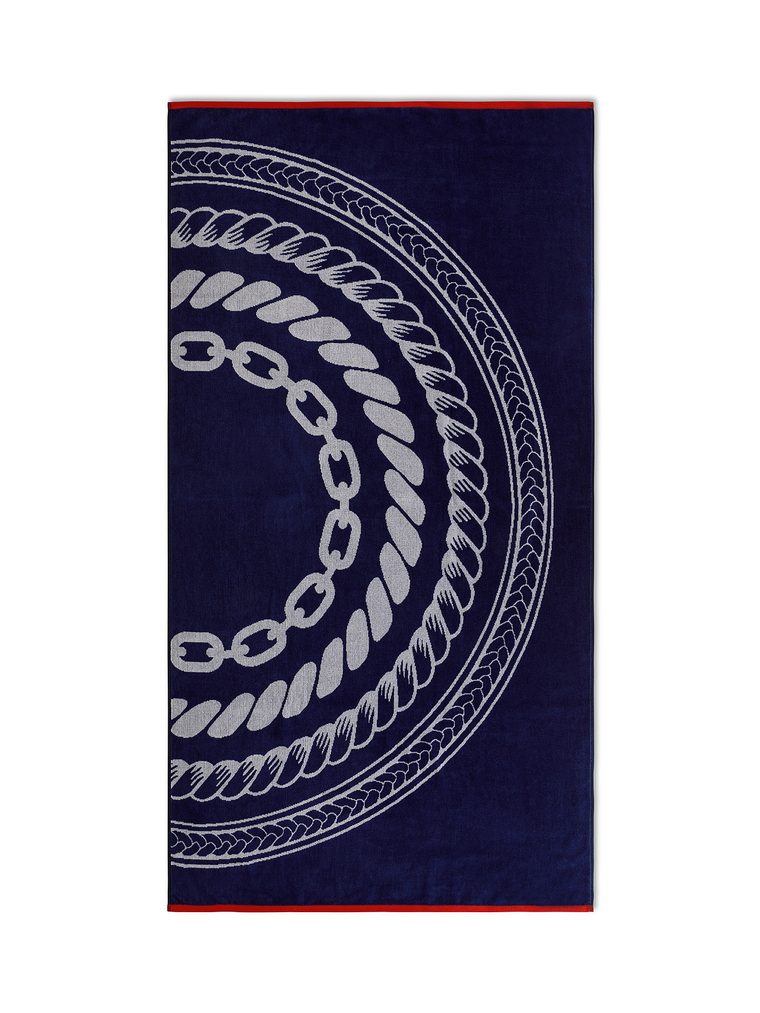 Nautical motif cotton velor beach towel, Blue, large image number 0