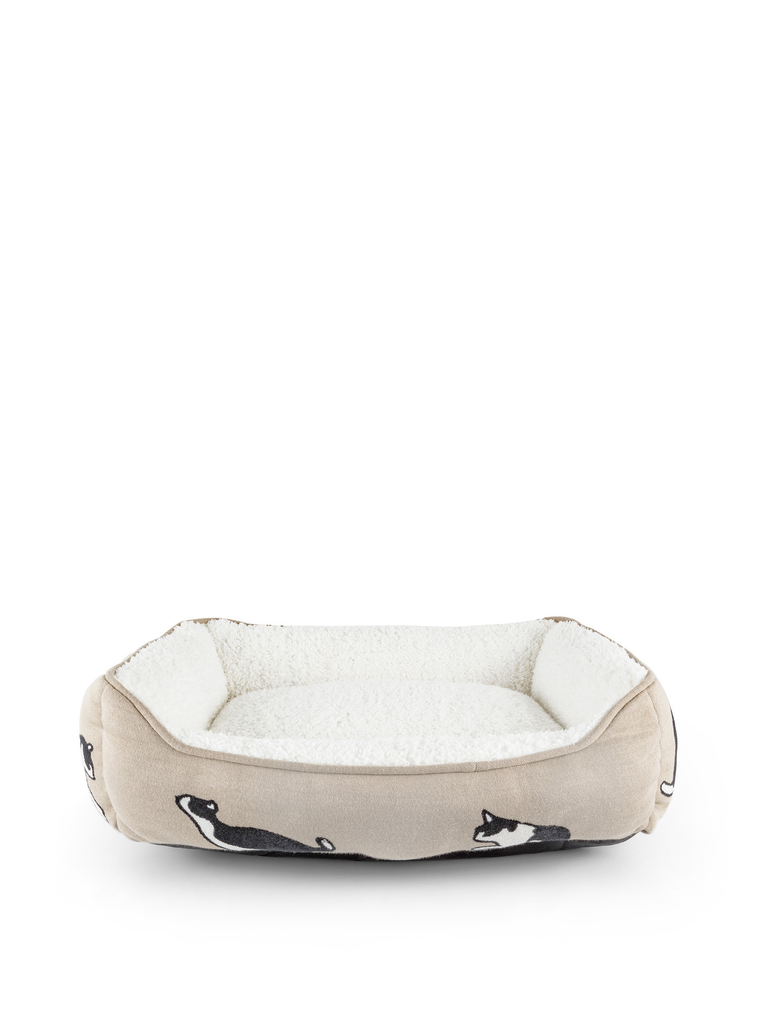 Cat bed in cotton and sherpa hair, Light Beige, large image number 0
