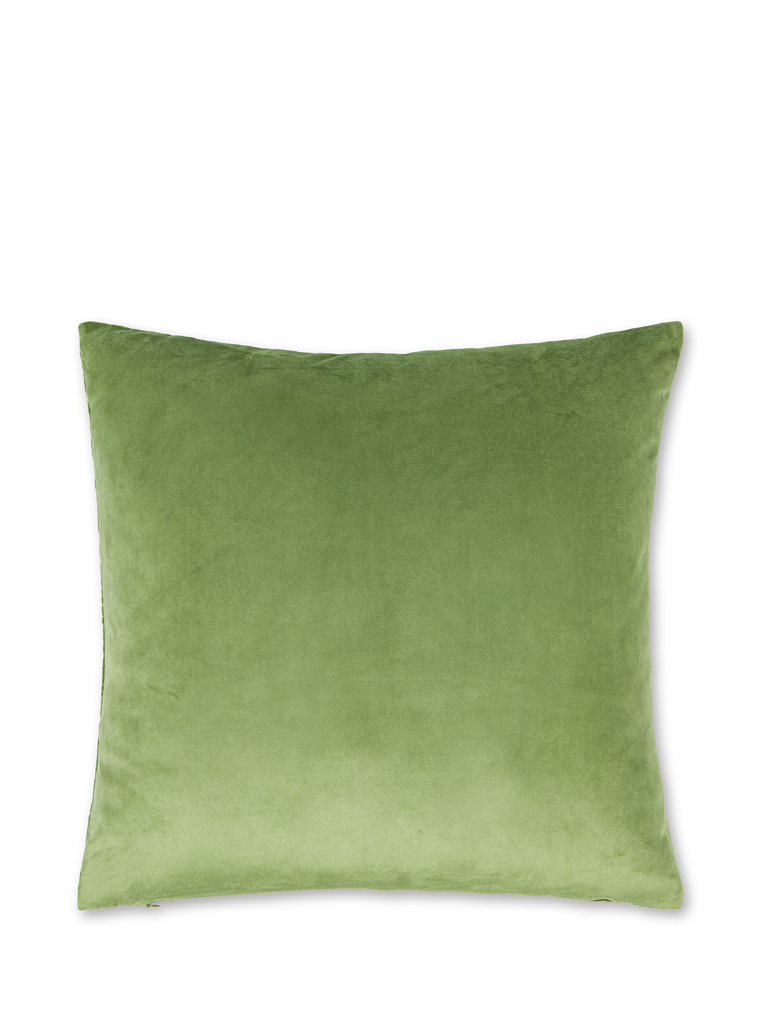Cuscino velluto quilt tinta unita 45X45cm, Verde, large image number 1