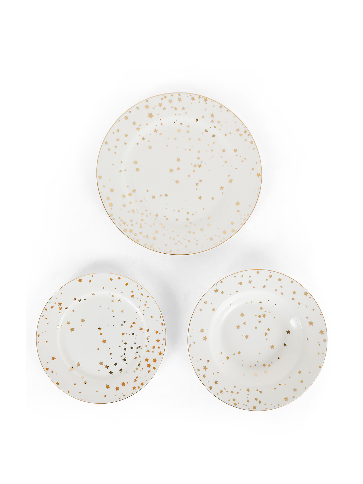 Set of 18 new bone china plates with stars, White, large image number 1