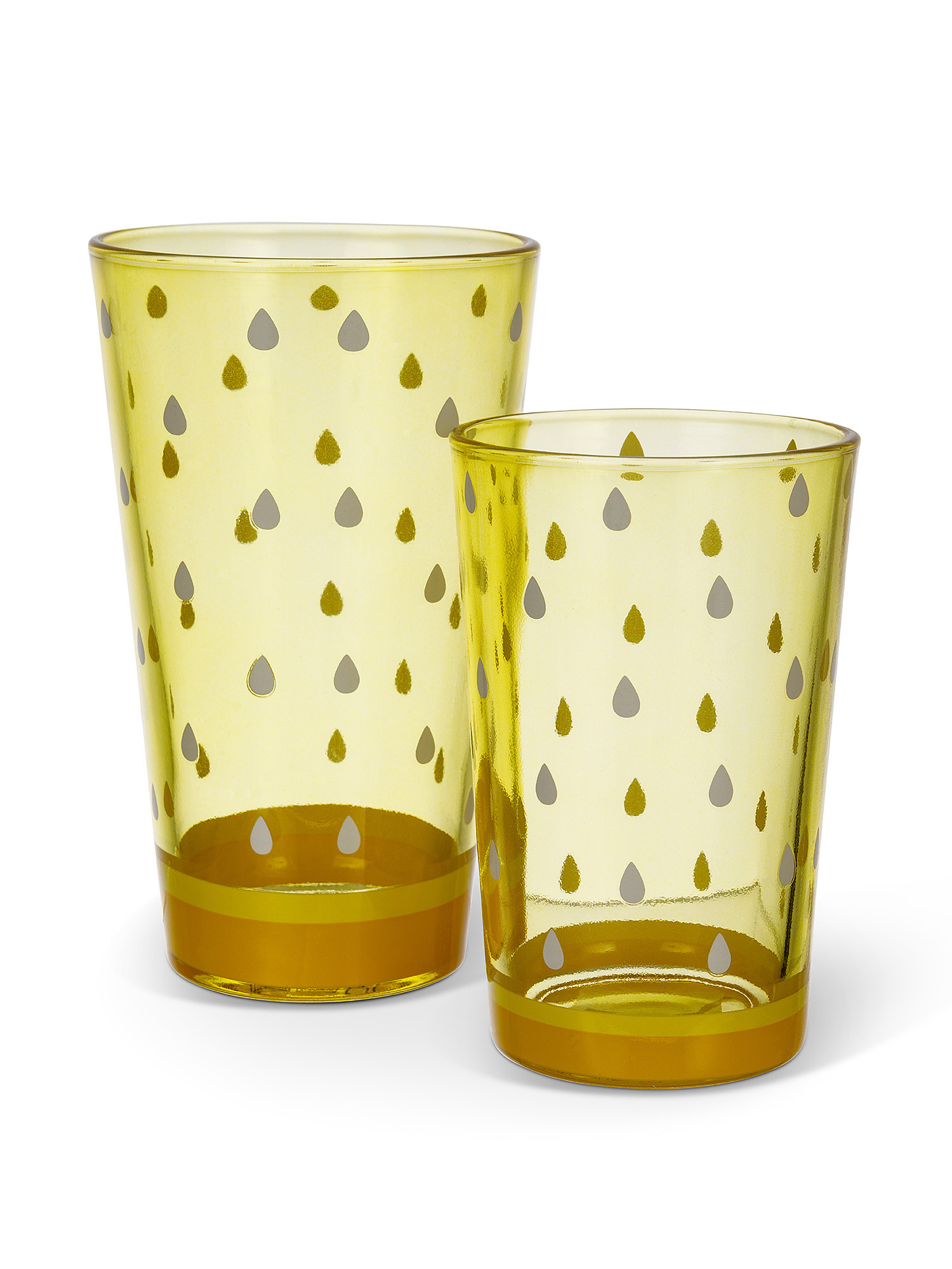 Glass tumbler with drops motif, Yellow, large image number 2