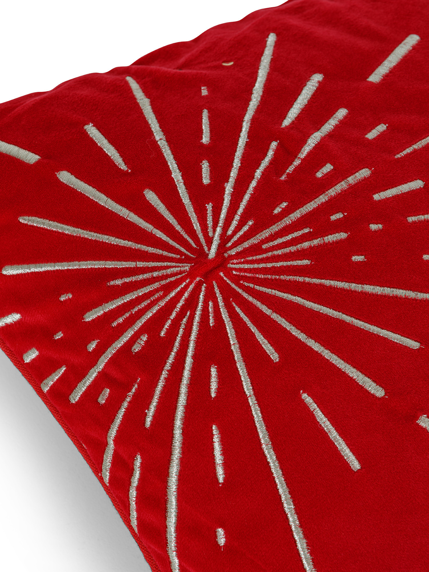 Cuscino in velluto con ricamo fuochi d'artificio in rilievo 45x45 cm, Rosso, large image number 2