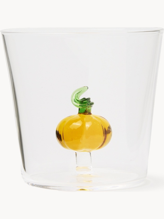 Borosilicate glass tumbler with pumpkin detail