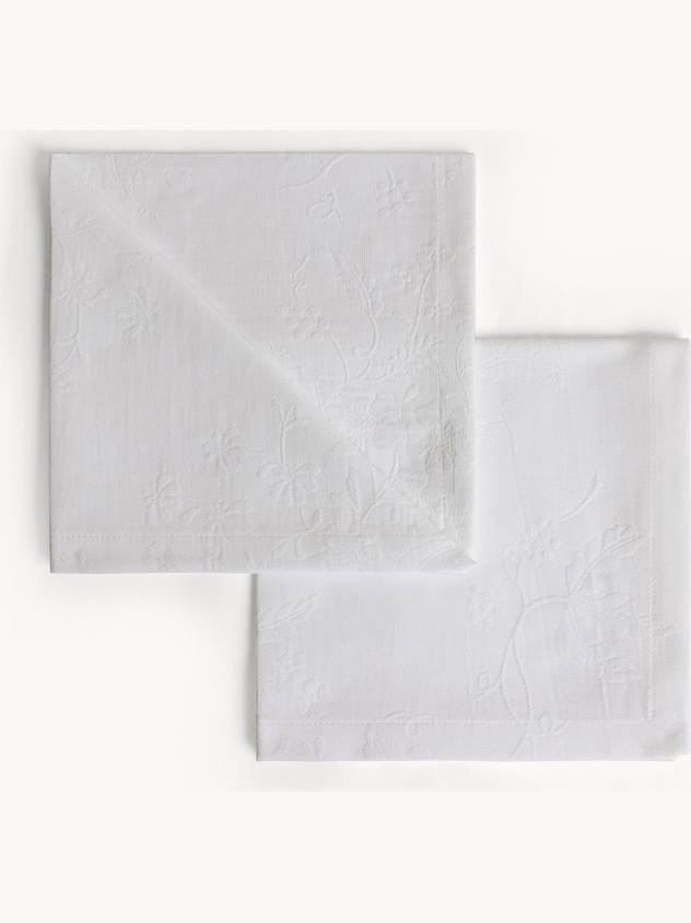 Set of 2 floral jacquard pure cotton napkins
