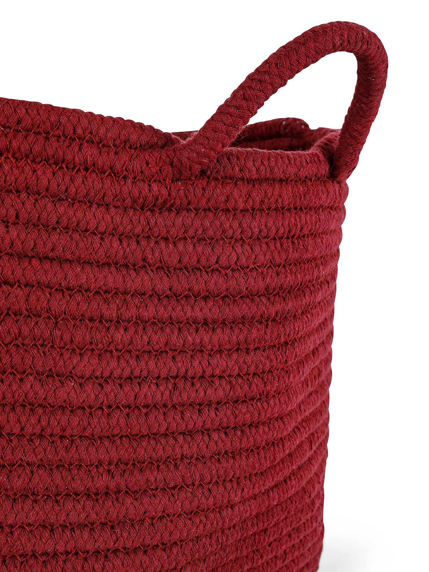 Handmade cotton rope basket, Red, large image number 1