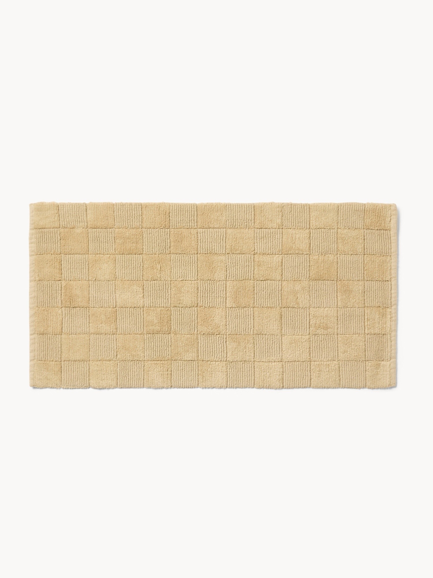 Cotton Bath Mat with Checkerboard Pattern - Discounted Price, Beige, large image number 0