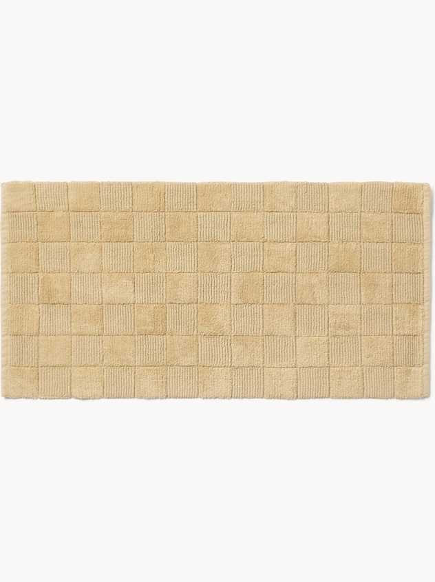 Cotton Bath Mat with Checkerboard Pattern - Discounted Price
