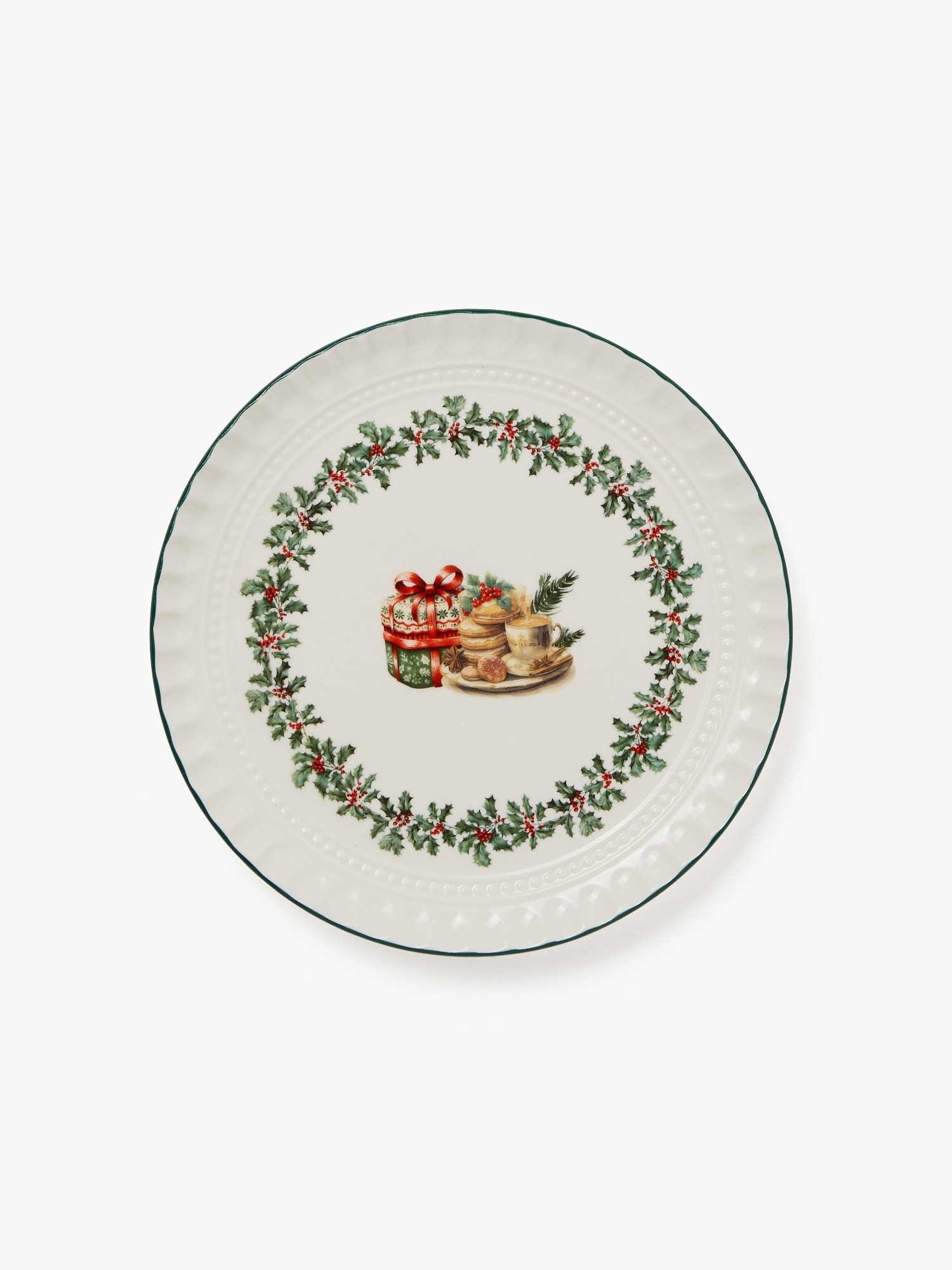 Porcelain bread plate with a Christmas motif, Multicolor, large image number 0