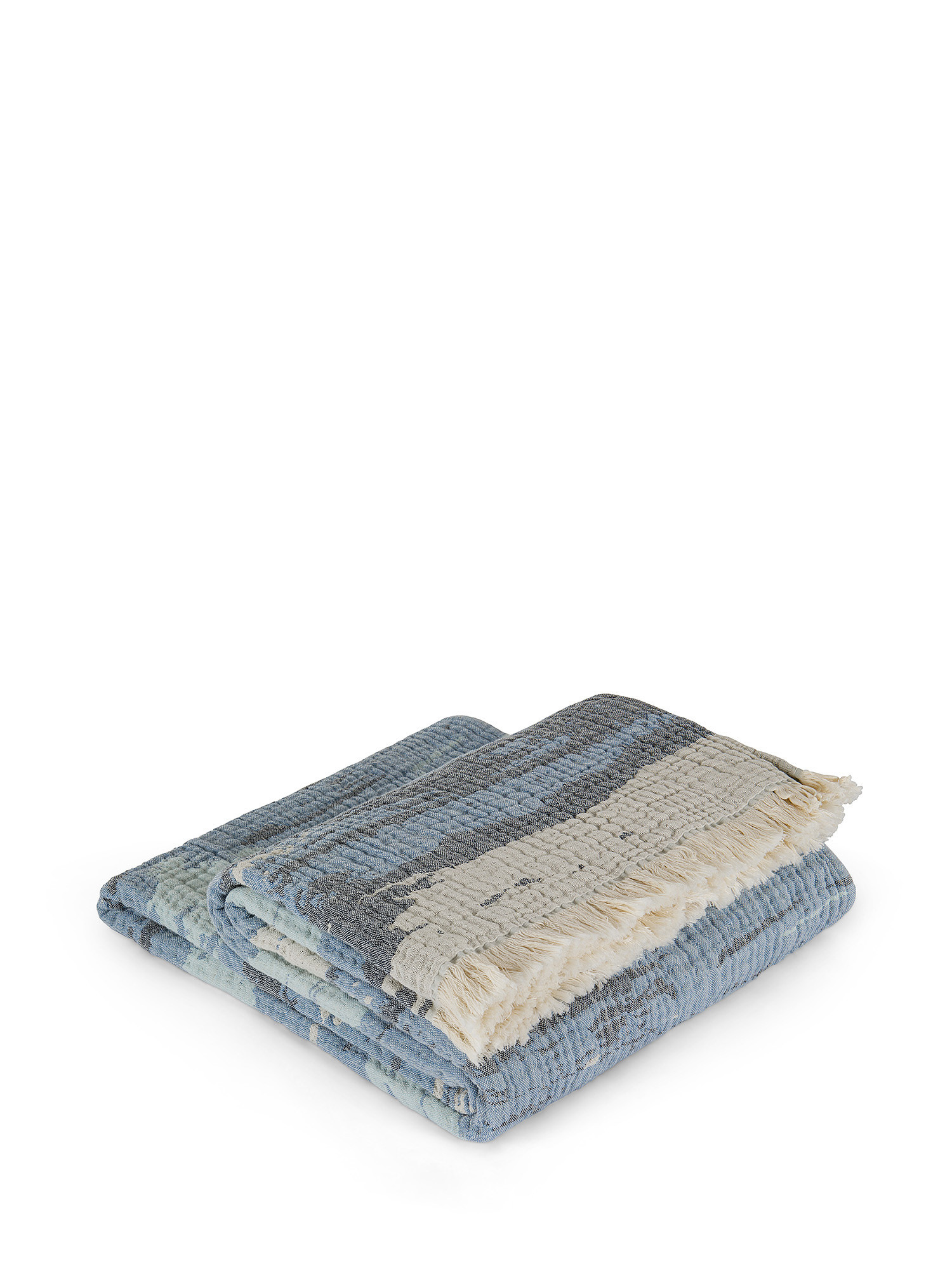 Pure cotton stonewashed plaid, Blue, large image number 0