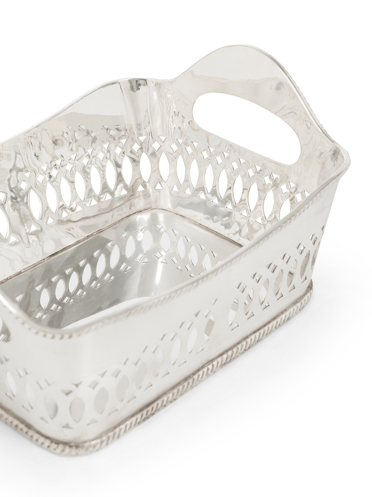 Basket with 2 silver plated handles, Silver Grey, large image number 1