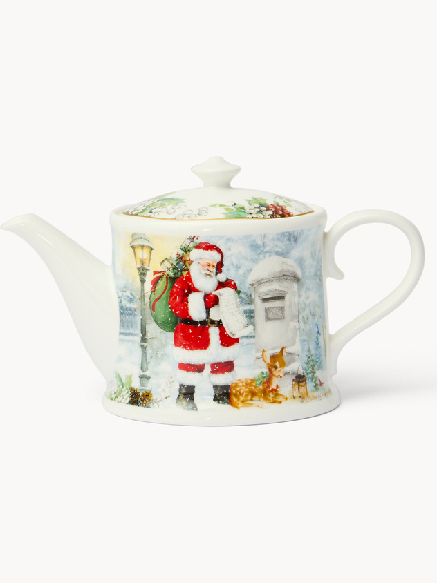 Vintage New Bone China Teapot with Santa Claus