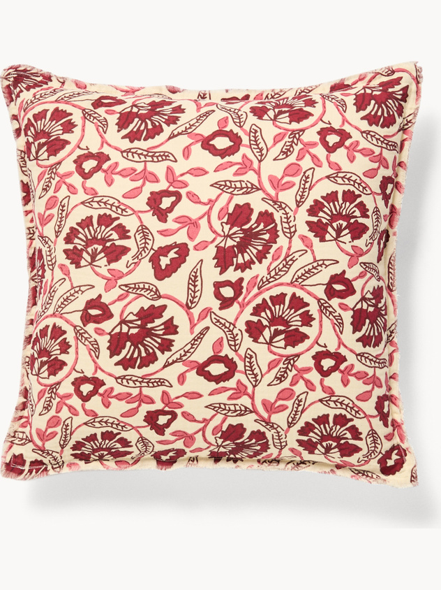 Cuscino 50x50 in garza di cotone stampato con frangette