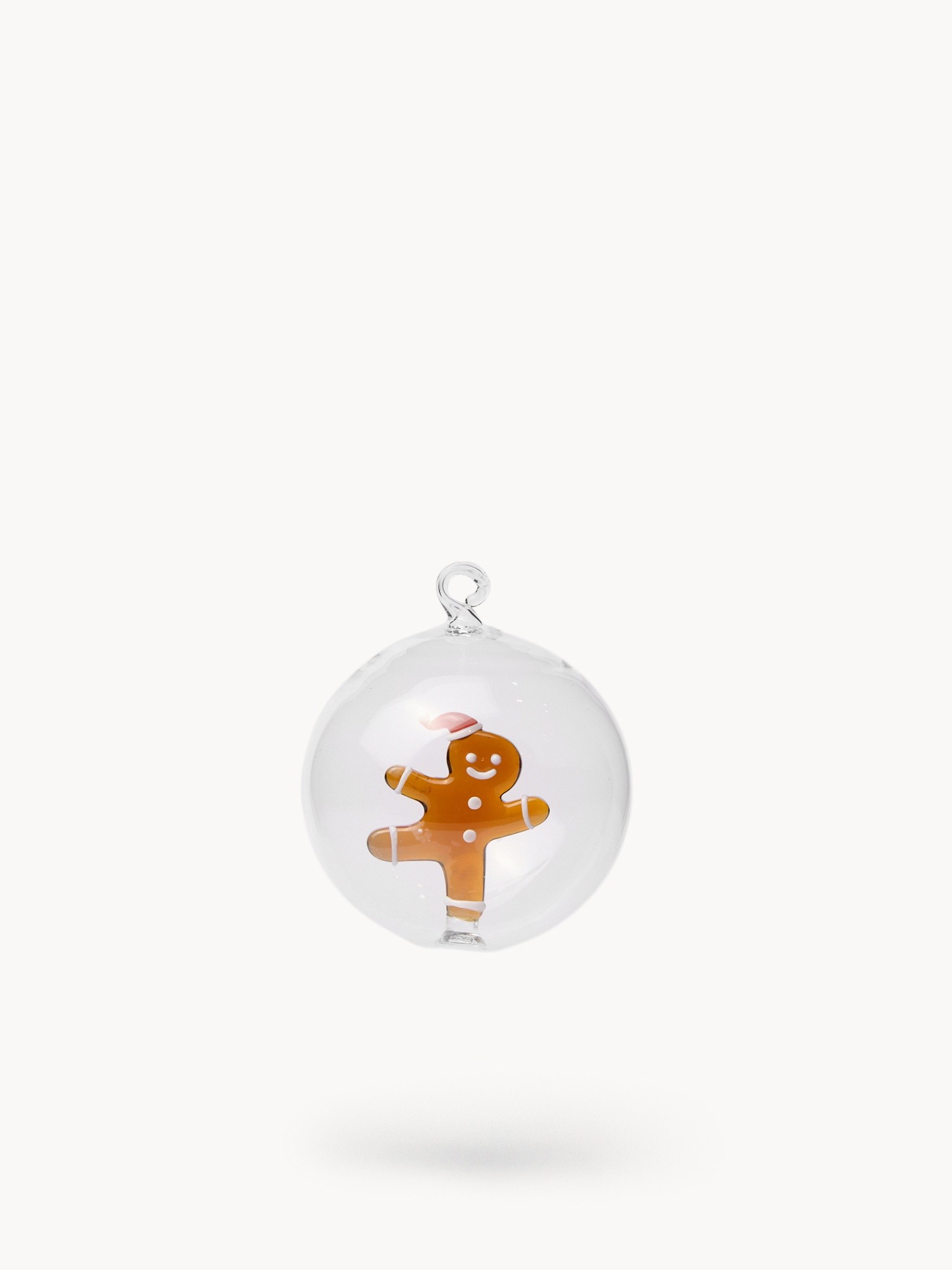 Borosilicate glass bauble with hand-painted gingerbread detail, Brown, large image number 0