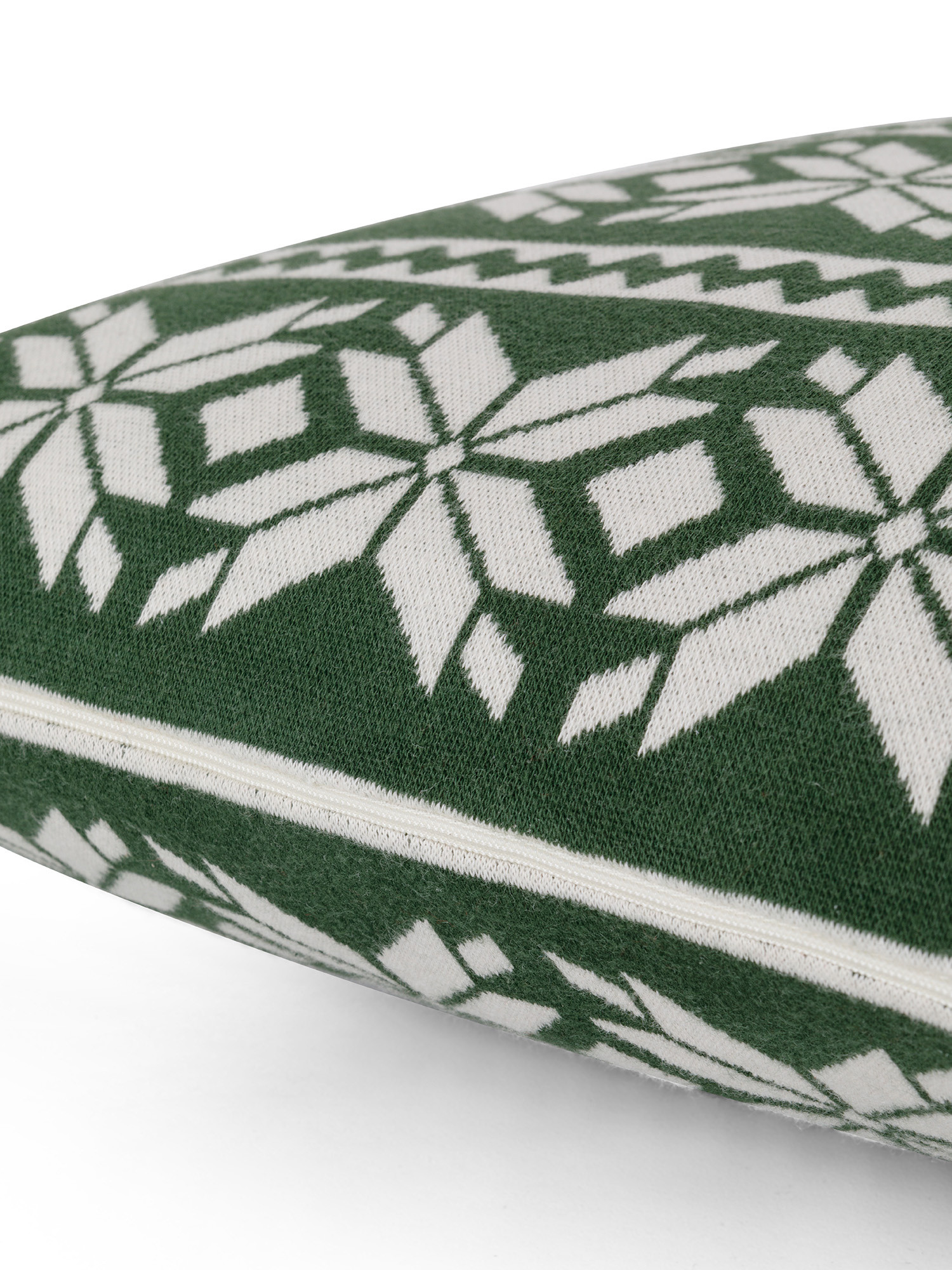 Cuscino in maglia jacquard motivo geometrico 45x45 cm, Verde, large image number 2