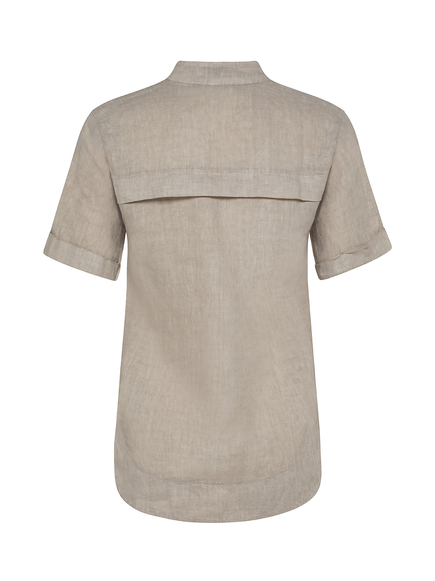 Solid color pure linen blouse, Beige, large image number 1