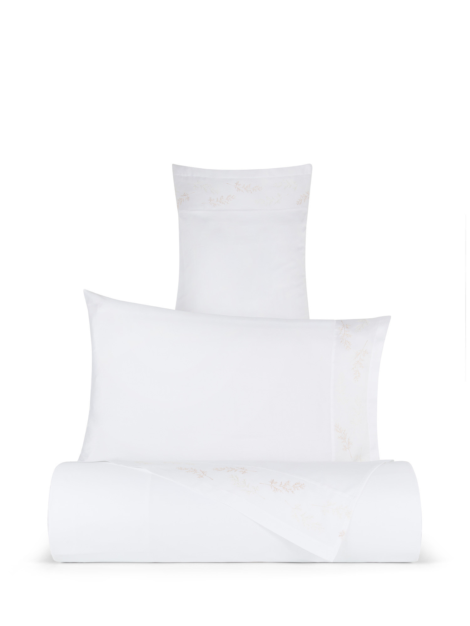 Embroidered sheet in extra fine cotton satin Portofino, White, large image number 0