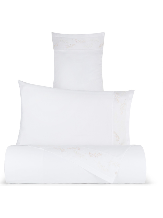 Embroidered sheet in extra fine cotton satin Portofino